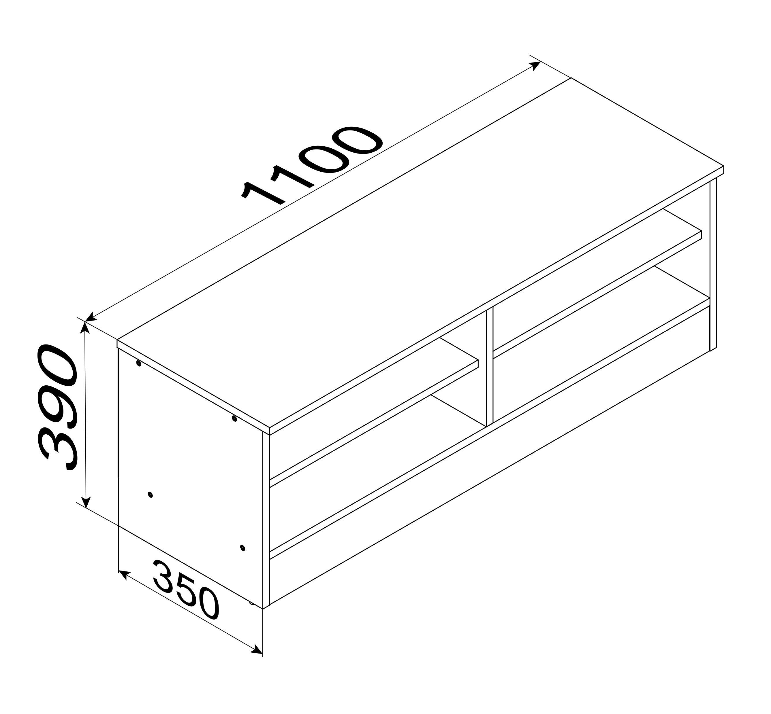VCM TV Möbel | Lowboard | Fernsehregal mit ausreichend Stauraum | Maße H. 39 x B. 110 x T. 35 cm | Fernseh Möbel - Balia