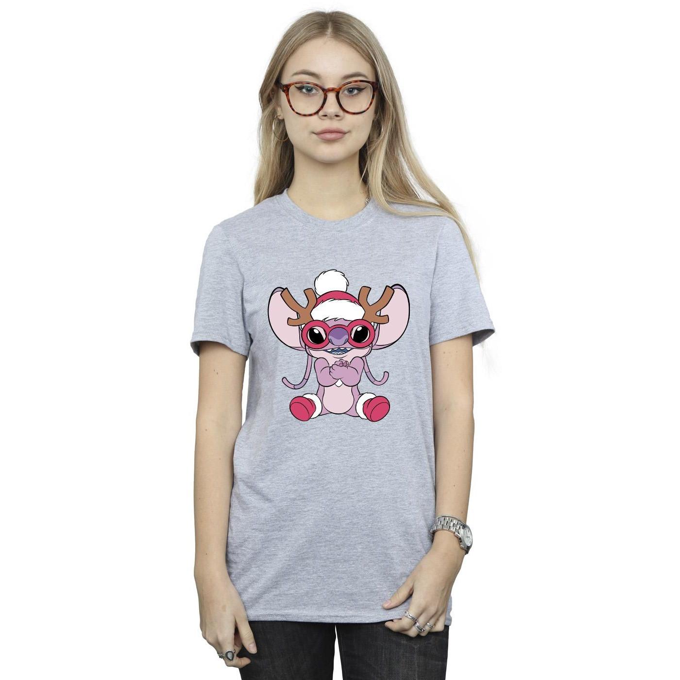 Disney Stitch Angel Christmas Antlers T-Shirt