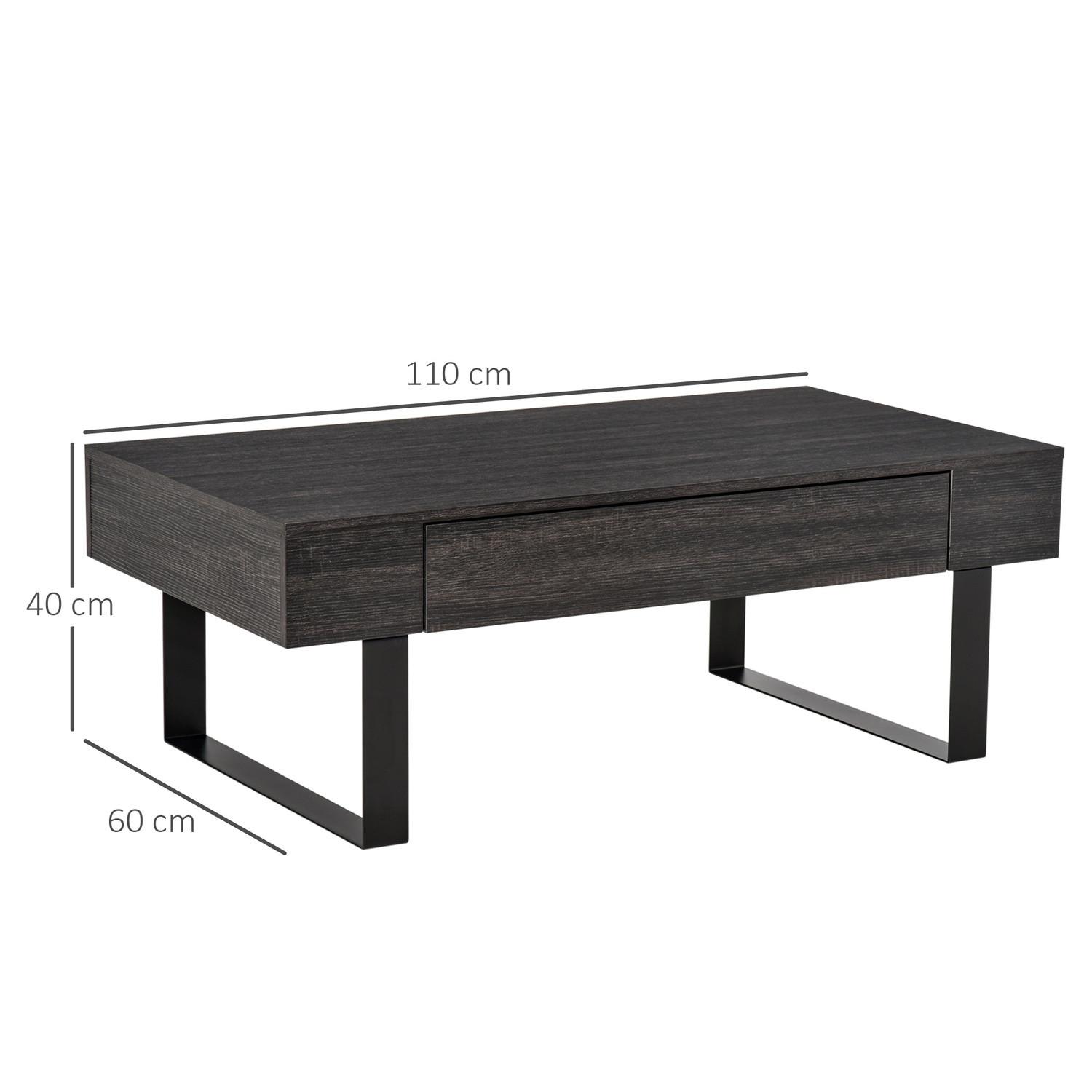 Northio Couchtisch Beistelltisch Mit Schublade & Regalen, Stabiles Stahlgestell, Einfacher Aufbau, Sofatisch