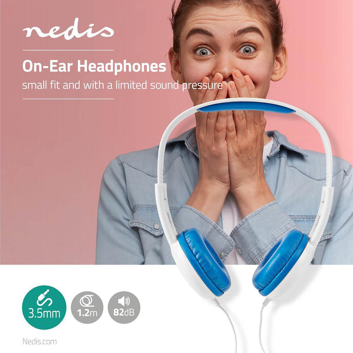 Nedis On-Ear-Kabel-Kopfhörer | 3,5 mm | Kabellänge: 1,20 m | 82 db | Blau