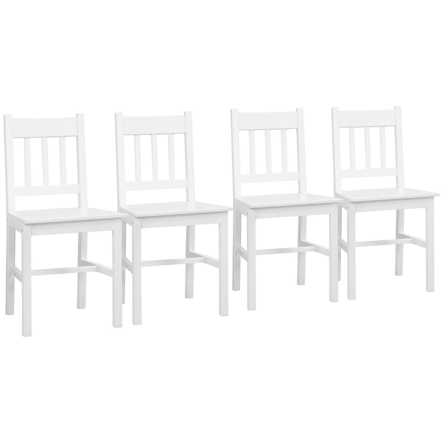 Northio Esszimmerstuhl 4Er Set Moderne Küchenstühle Mit Rückenlehne, Kiefernholz, Weiß, Ideal Für Küche & Wohnzimmer