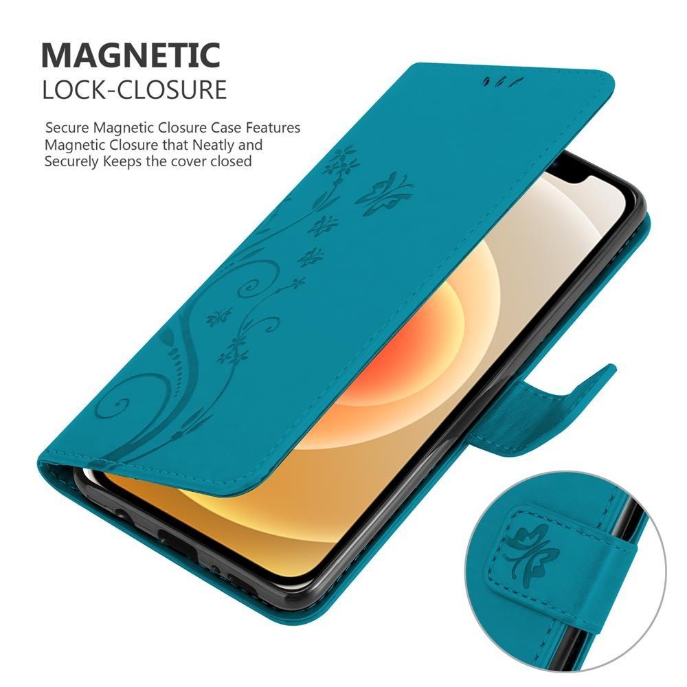 Cadorabo Hülle für Apple iPhone 12 MINI Blumen Design Magnetverschluss