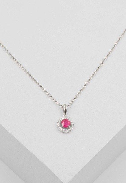 MUAU Schmuck Anhänger Weissgold 750 Rubin 0.35ct. Brillanten 0.07ct.