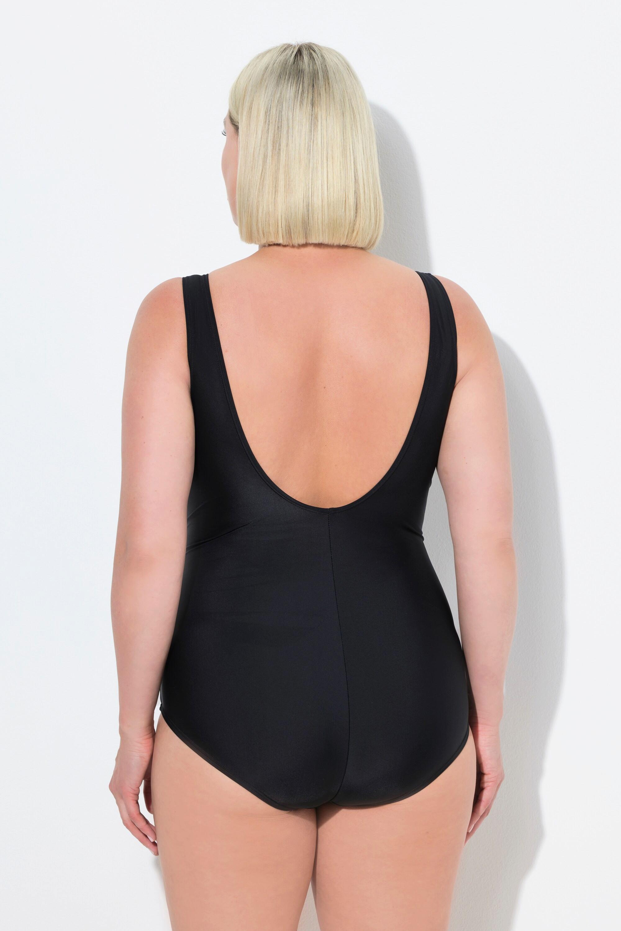 Ulla Popken Badeanzug, Blätter, drapiert, Softschalen, recycelt