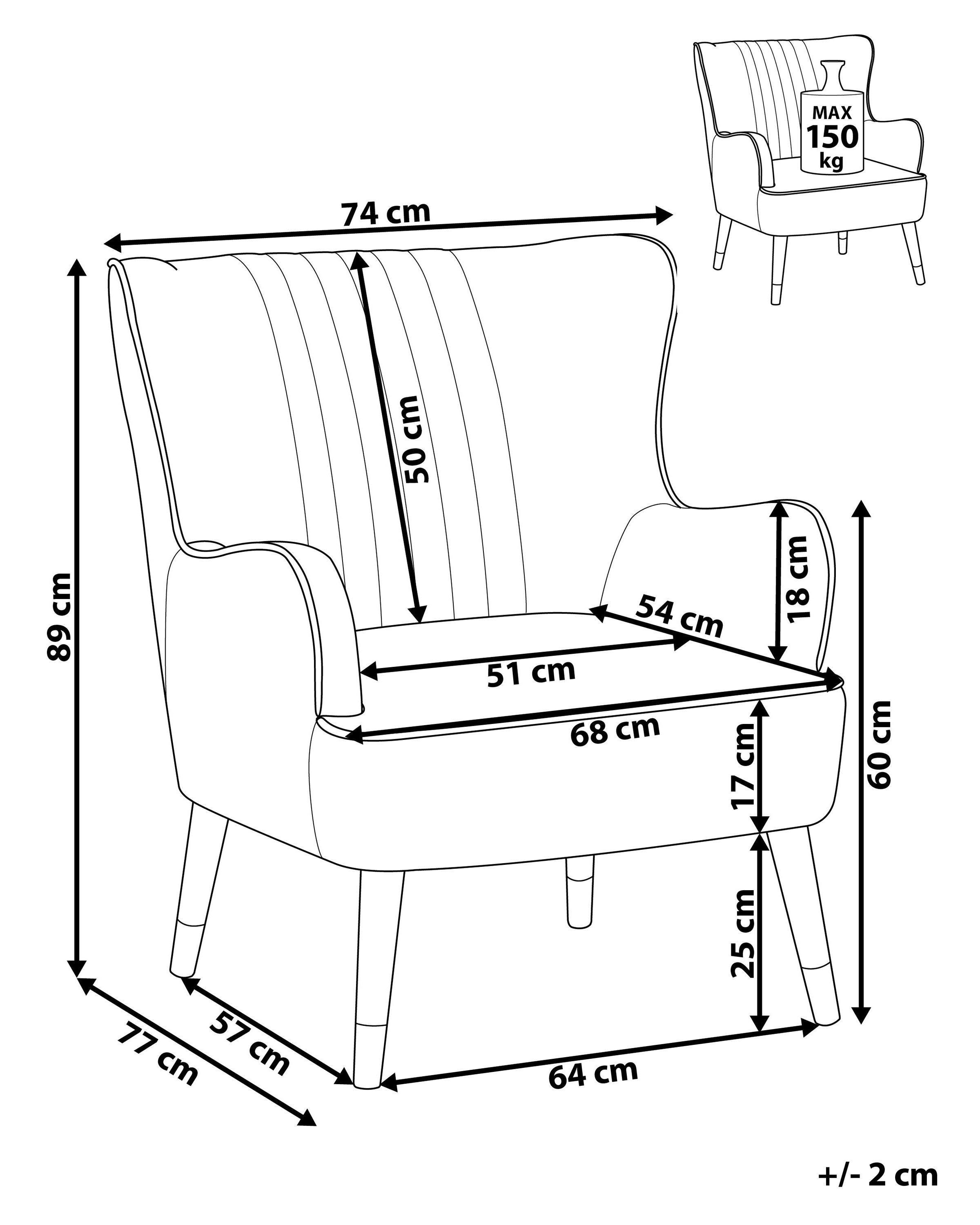 Beliani Ohrensessel aus Samtstoff Retro VARBERG