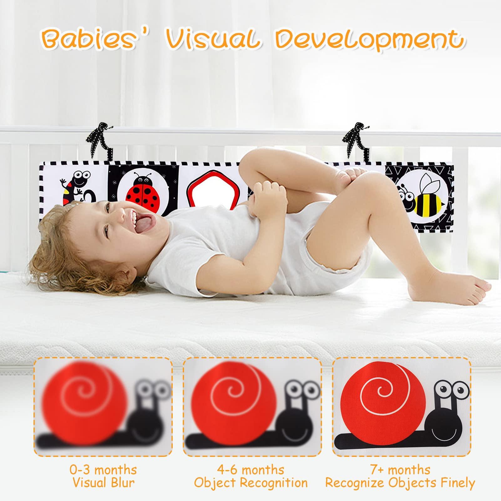 Activity-board Buch Babyspielzeug, Kontrastkarten Babybuch Baby Stoffbuch, Fühlbuch Baby, Doppelseitiges weiches Stoffbuch mit Spiegel