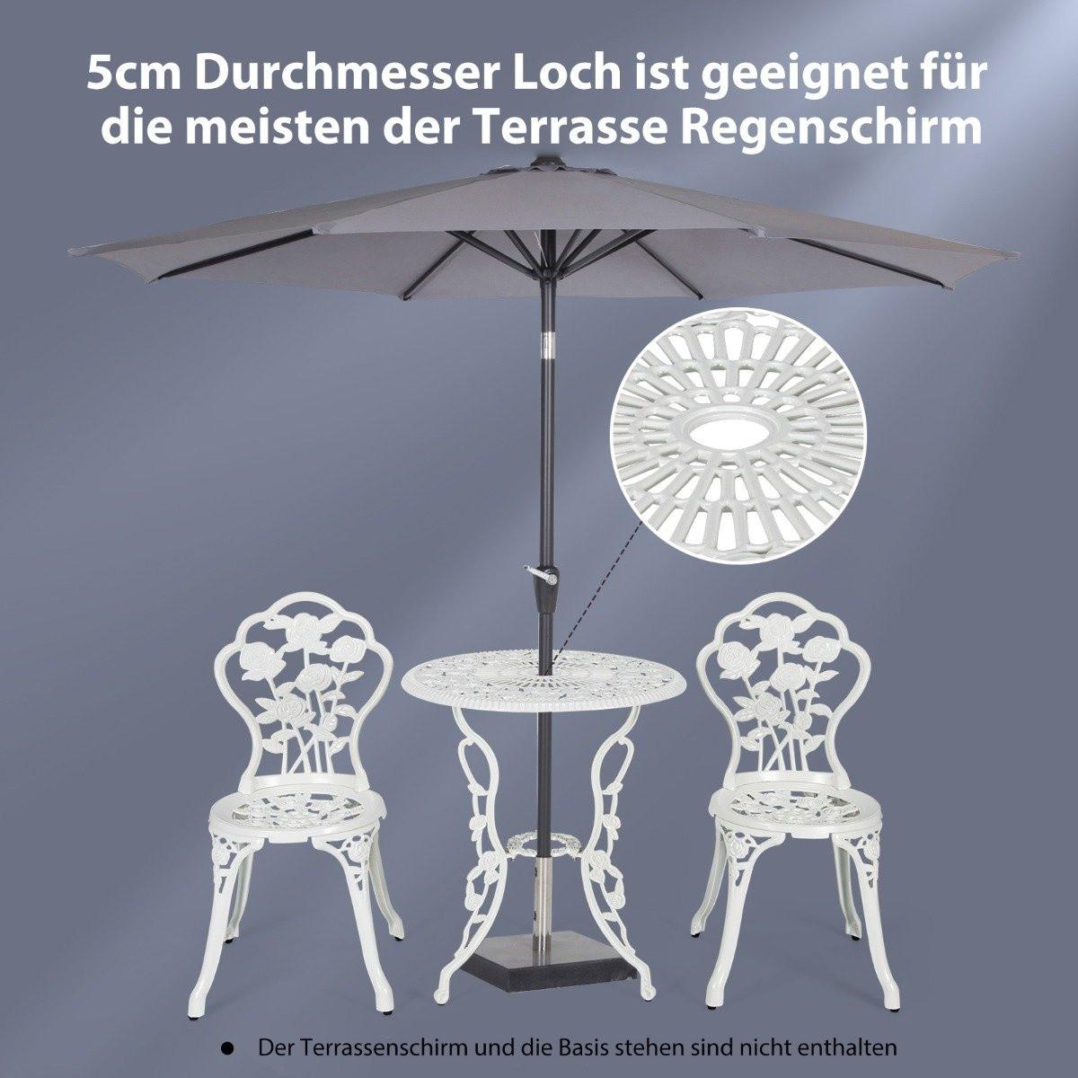 Northix 3-tlg. Gartenmöbel Set Balkonset mit 2 Stühle & Tisch aus Aluminiumguss & Gusseisen Weiß