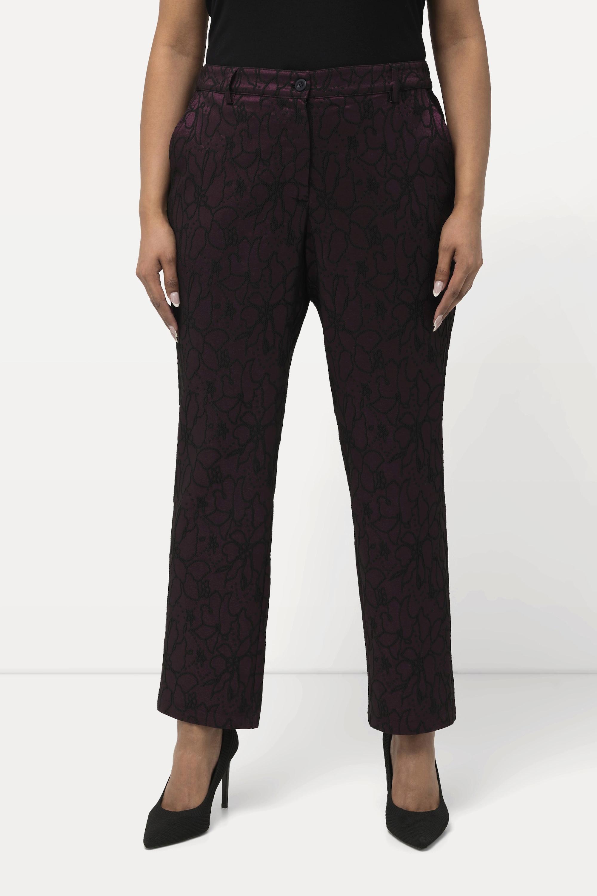 Ulla Popken Jacquard Hose Florales Design Schmales Bein