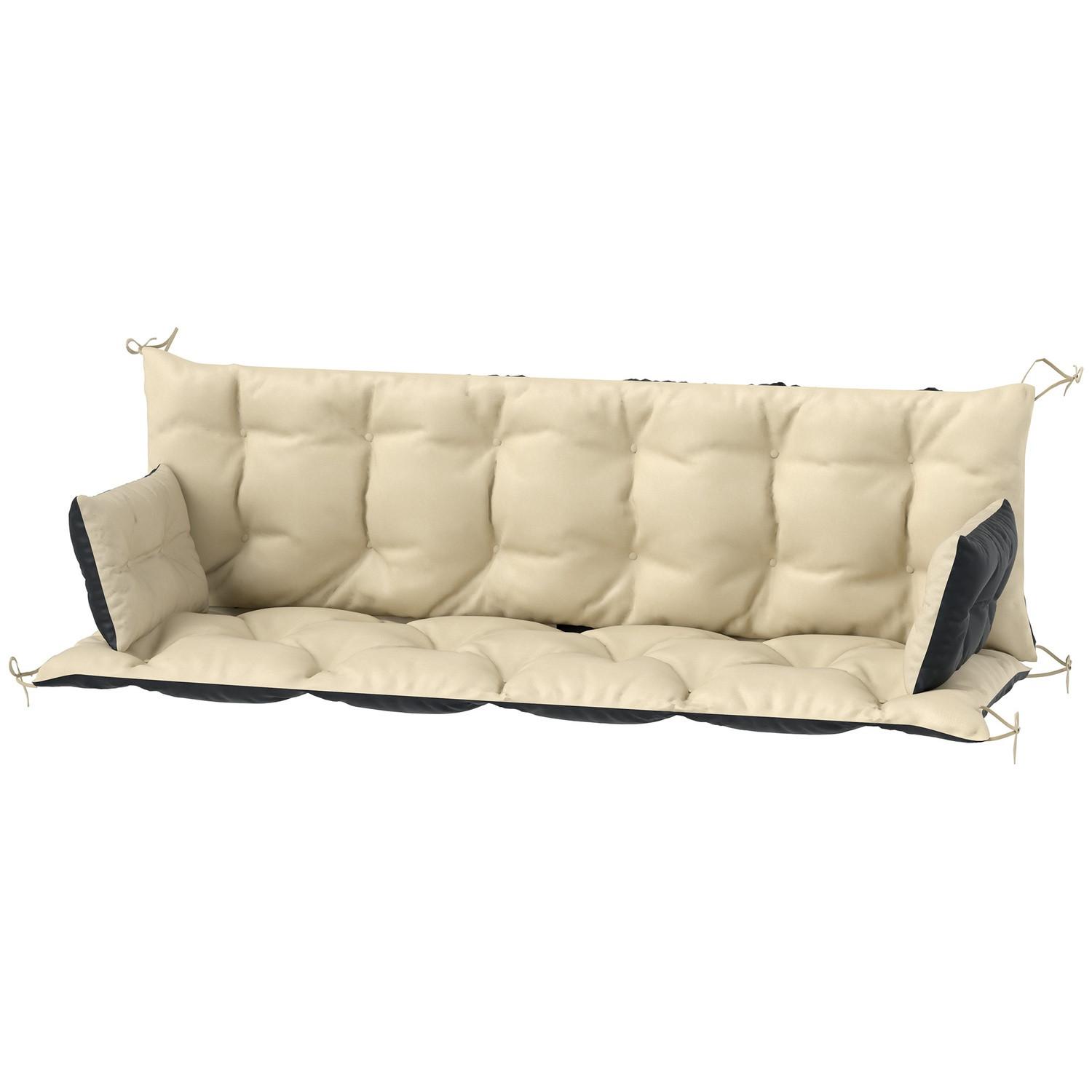 Northio 3 Sitzer Bankauflage 180x110x8 cm Bankkissen mit Bändern, Sitzkissen, Outdoor/Indoor Stuhlkissen, Sitzauflage, Sitzpolster, Bankpolster für Gartenmöbel, Hollywoodschaukel, Beige+Schwarz Aosom