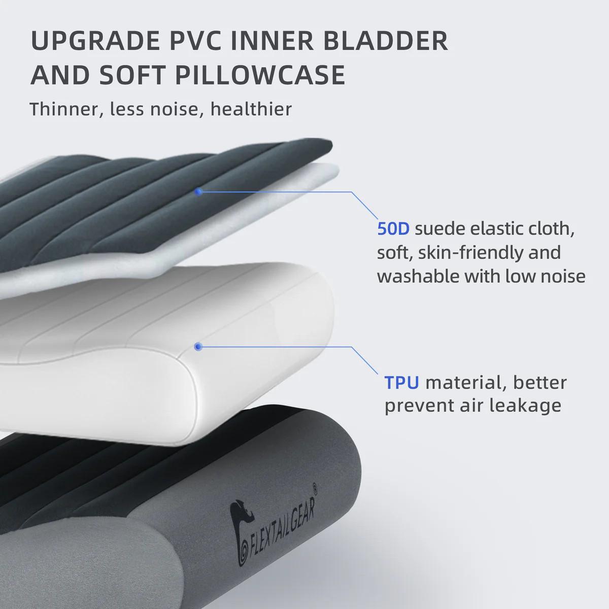 Flextail ZERO PILLOW Aufblasbares B-Shape Campingkissen