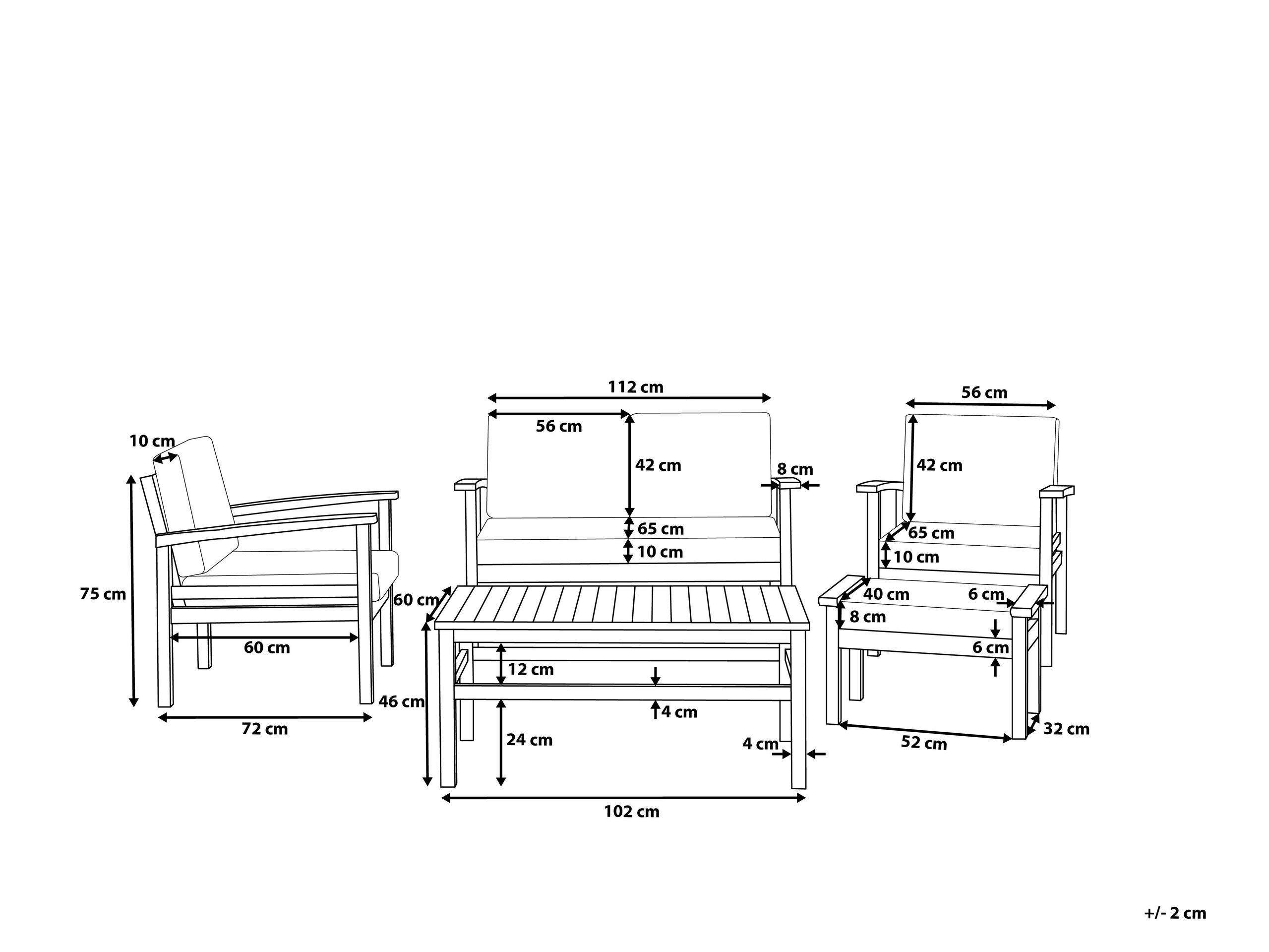 Beliani Lounge Set mit Tisch aus FSC® zertifiziertes Akazienholz Rustikal MANILA