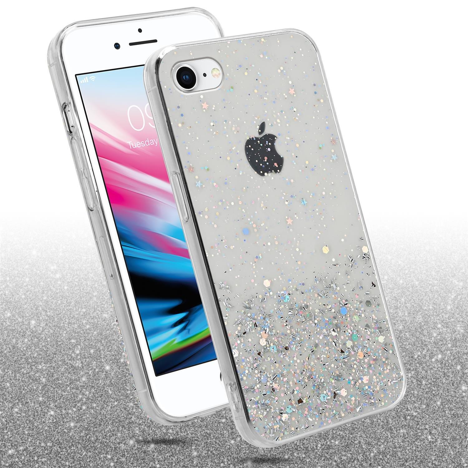 Cadorabo Hülle für Apple iPhone 7 7S 8 SE 2020 TPU Silikon mit funkelnden Glitter