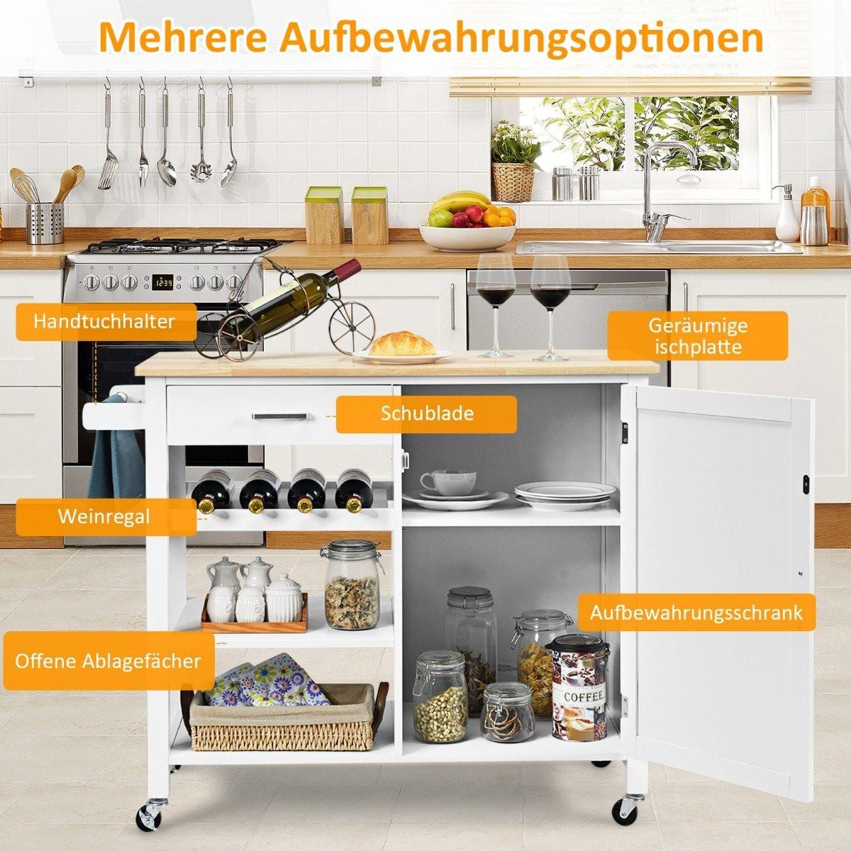 Northix Rollender Küchenwagen Mobile Kücheninsel mit Schublade Weiß