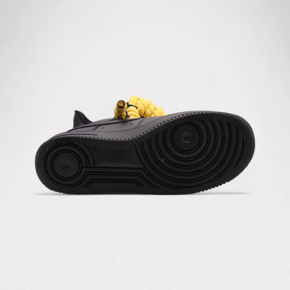 NIKE Air Force 1 Black - Rope Lace Yellow