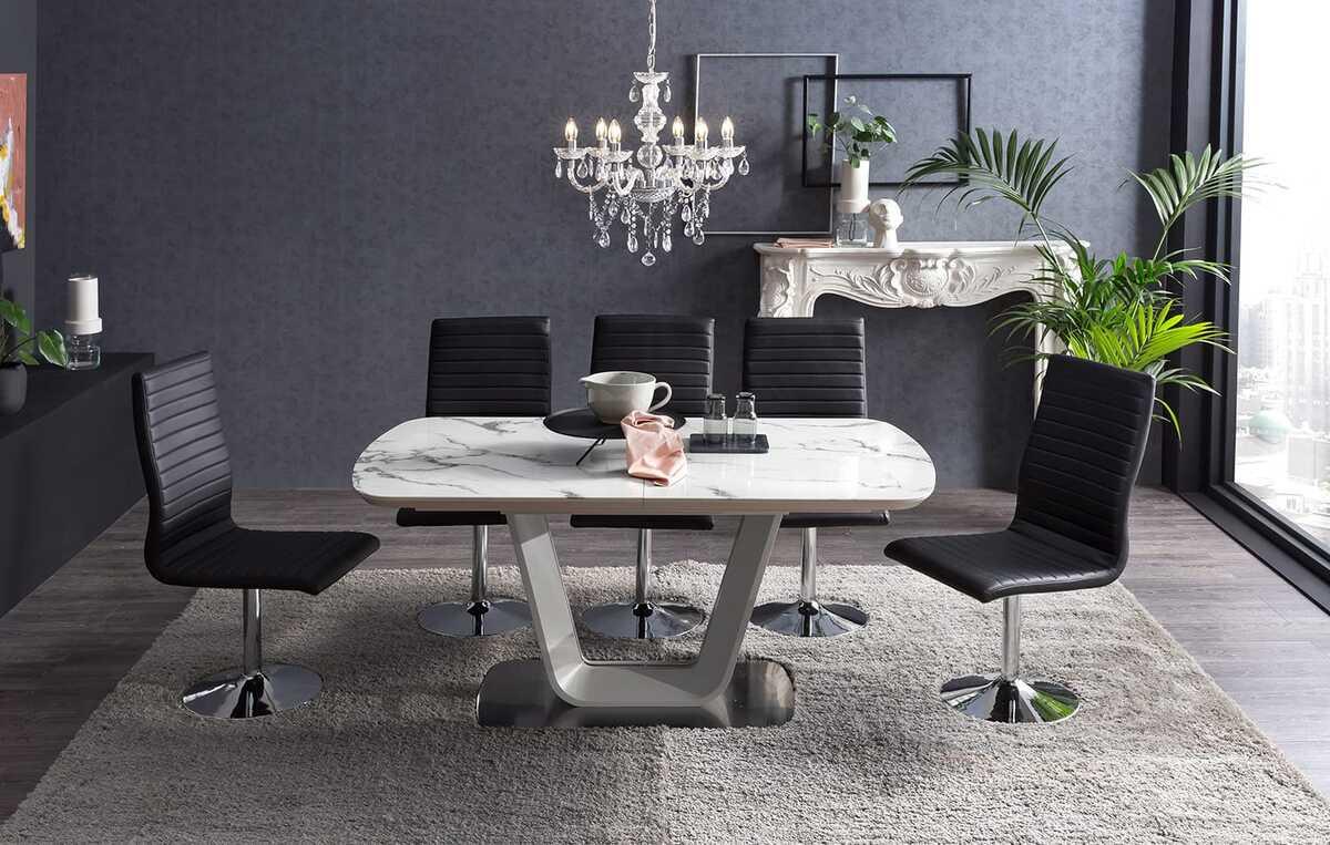 mutoni Ausziehtisch marmoroptik 200x90x77 weiss