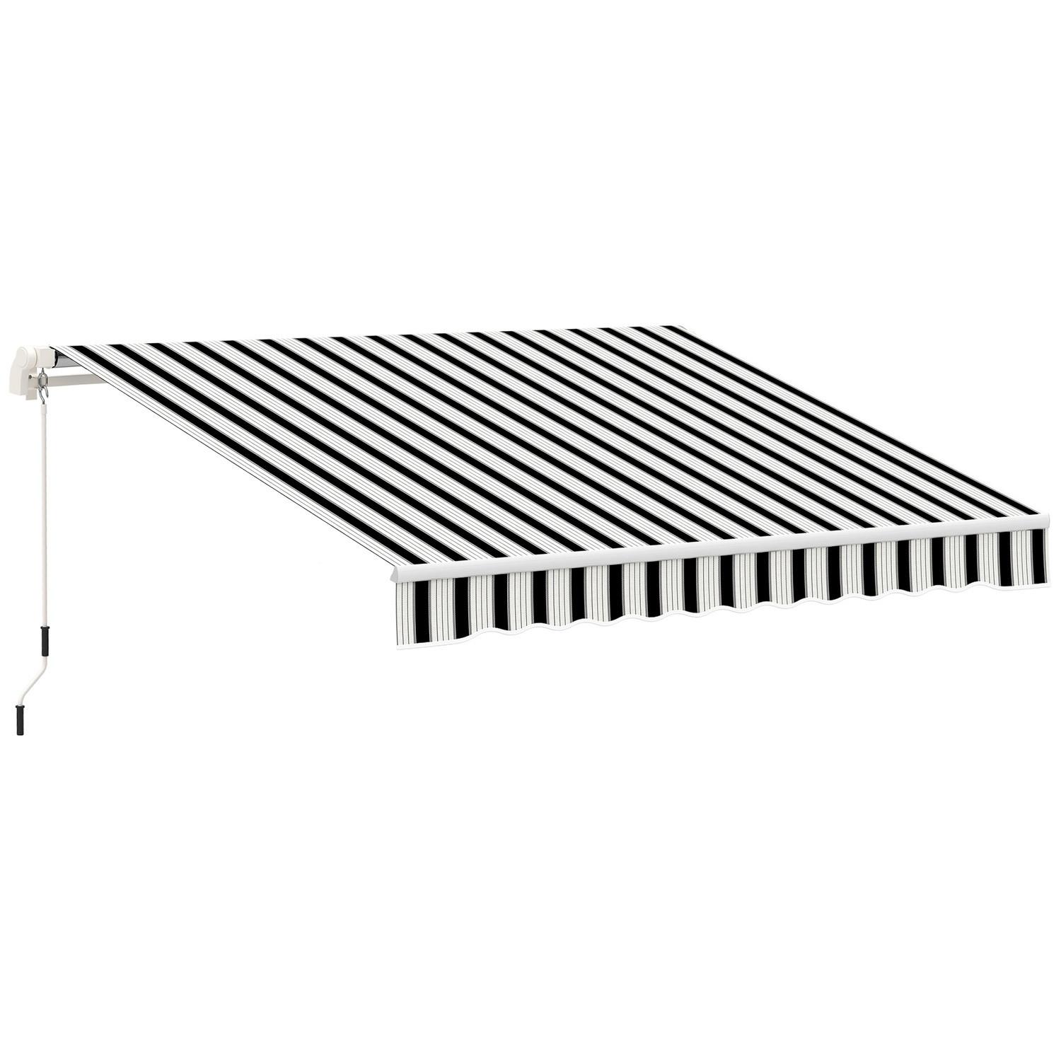 Northio Manuelle Gelenkarmmarkise Markise 4M Mit Handkurbel Balkonmarkise Sonnenschutz Wandmontage Balkon Alu Weiß+Blau 395 X 245 Cm