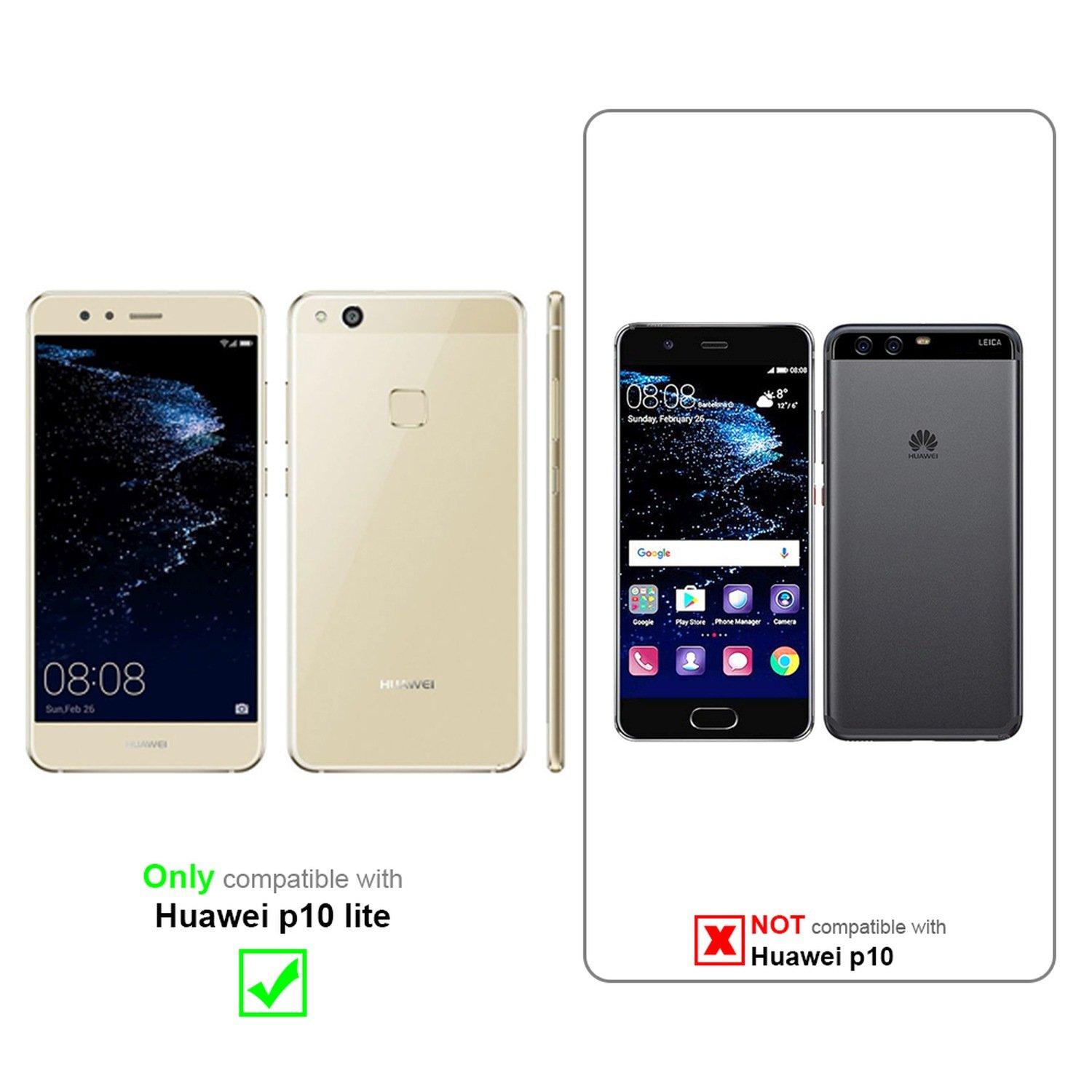 Cadorabo Hülle für Huawei P10 LITE Magnetverschluss, 2 Sichtfenstern