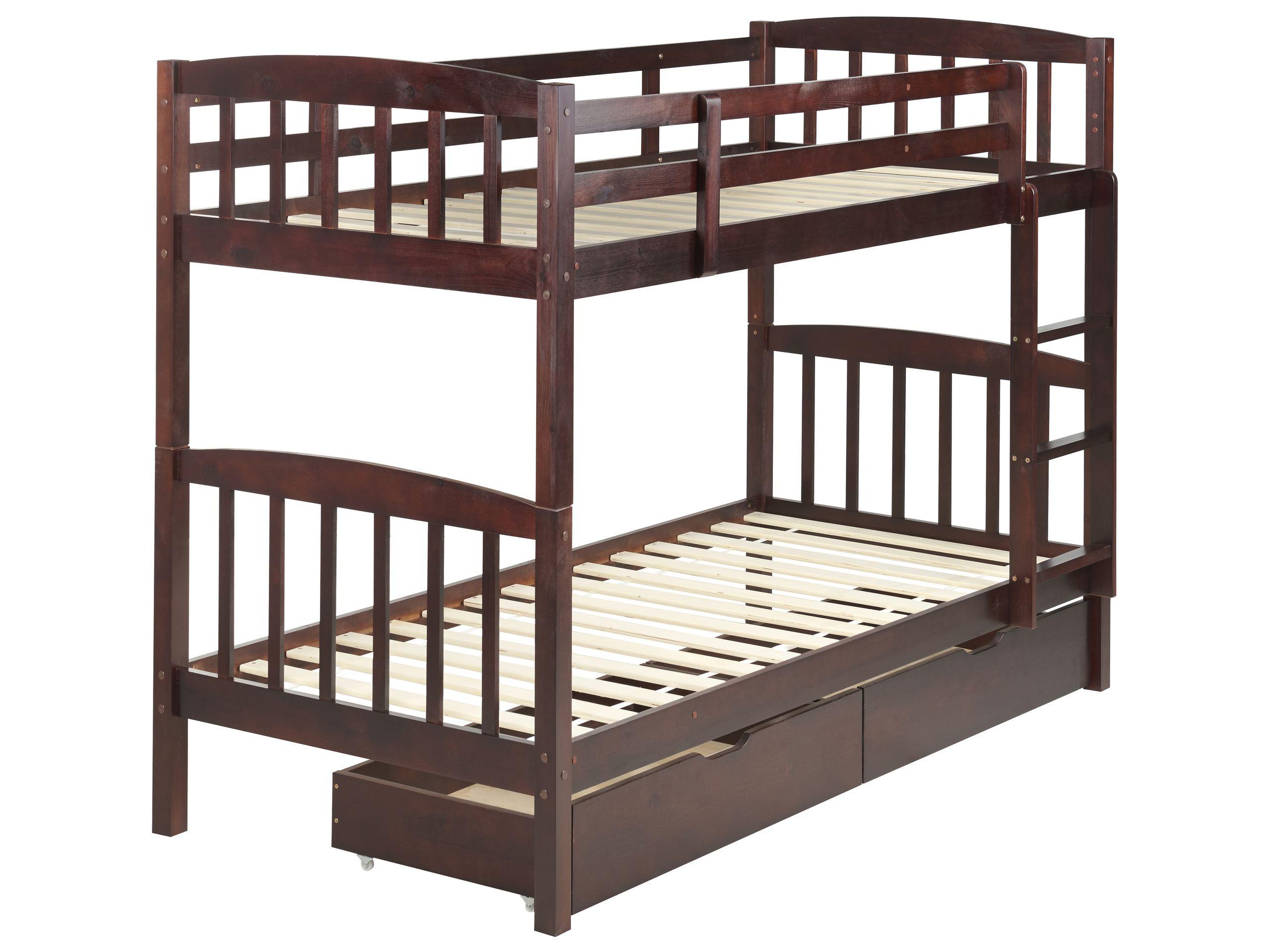 Beliani Hochbett mit Schubladen aus Kiefernholz Skandinavisch REVIN