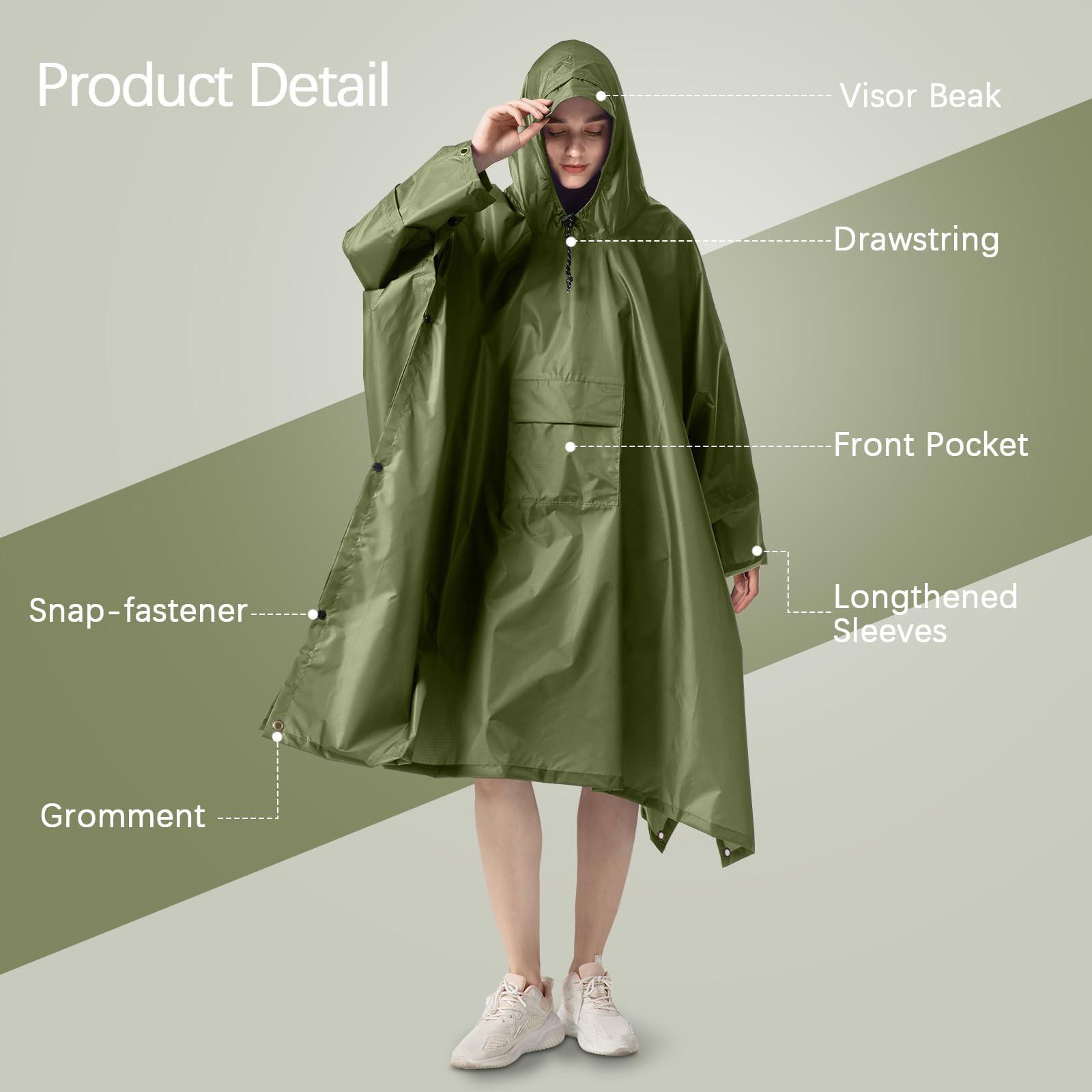 Alopini Regencape Regenmantel Regenjacke Wasserdicht Wandern Radfahren Outdoor 3in1 Mehrzweck