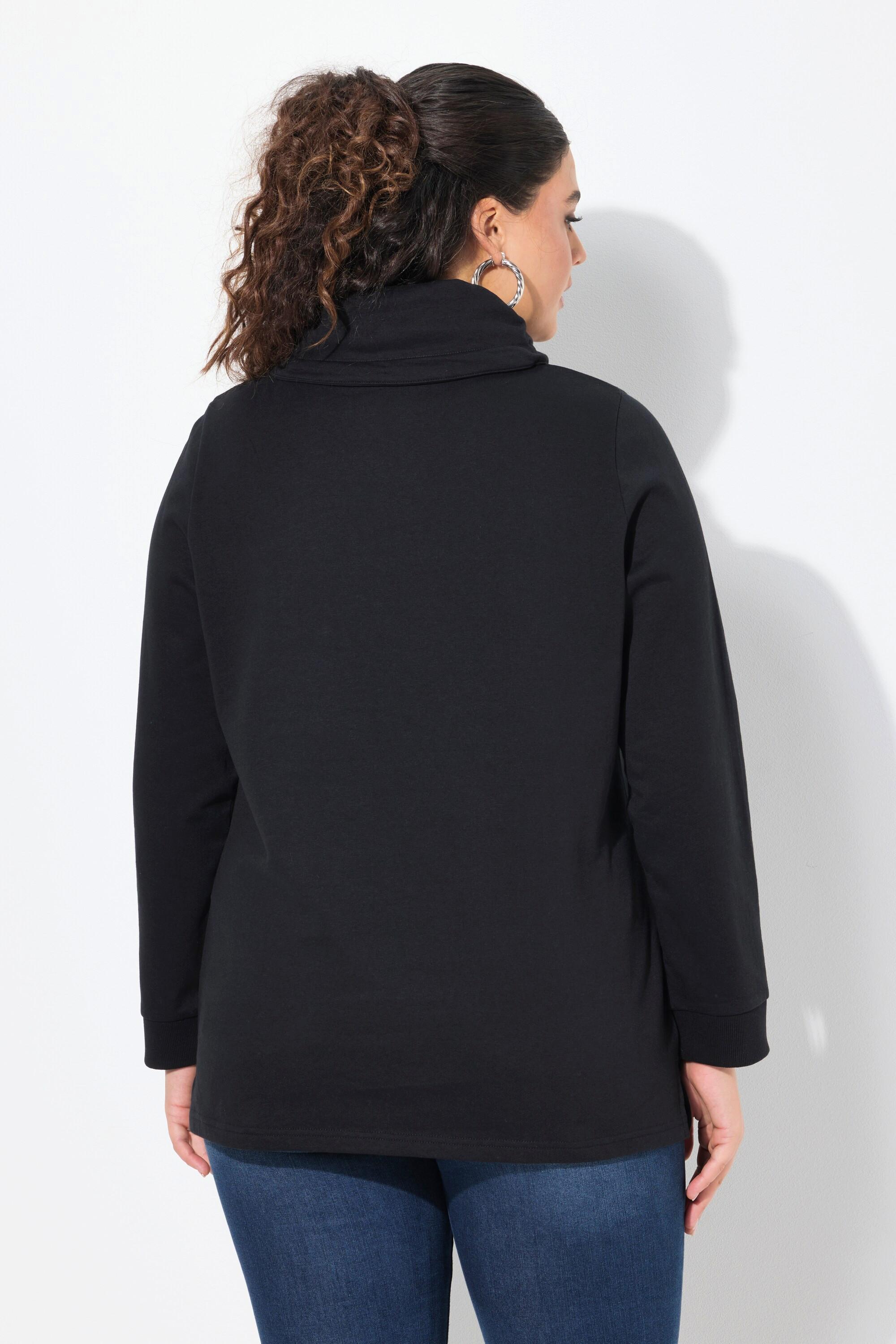 Ulla Popken Sweatshirt, Classic Fit, HELLO, Stehkragen