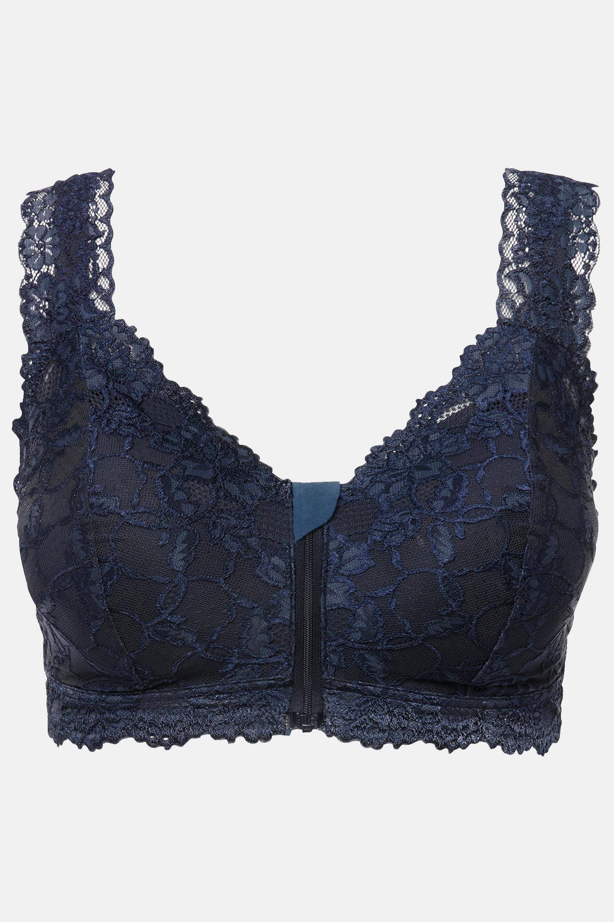 Ulla Popken Bralette, Spitze, Reißverschluss, ohne Bügel