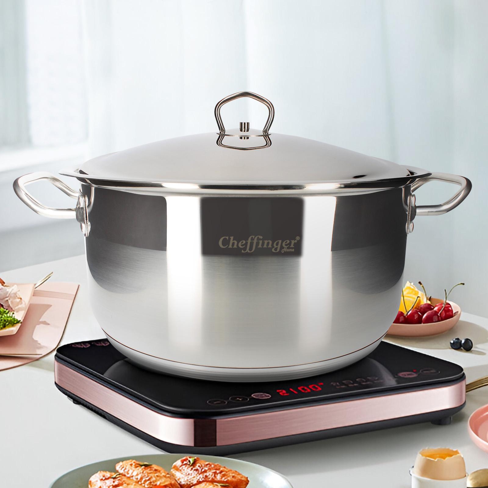 Cheffinger Kochtopf 32 cm mit Deckel aus Edelstahl