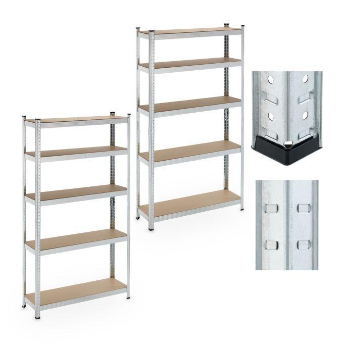 B2X Set aus 2 stabilen Regalen mit 5 Ebenen