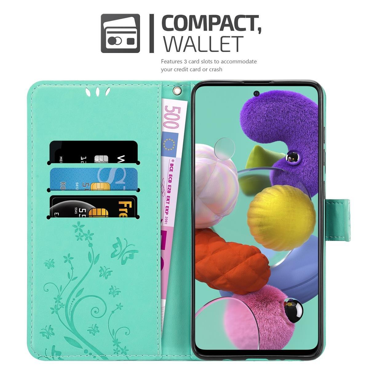 Cadorabo Hülle für Samsung Galaxy A51 5G Blumen Design Magnetverschluss