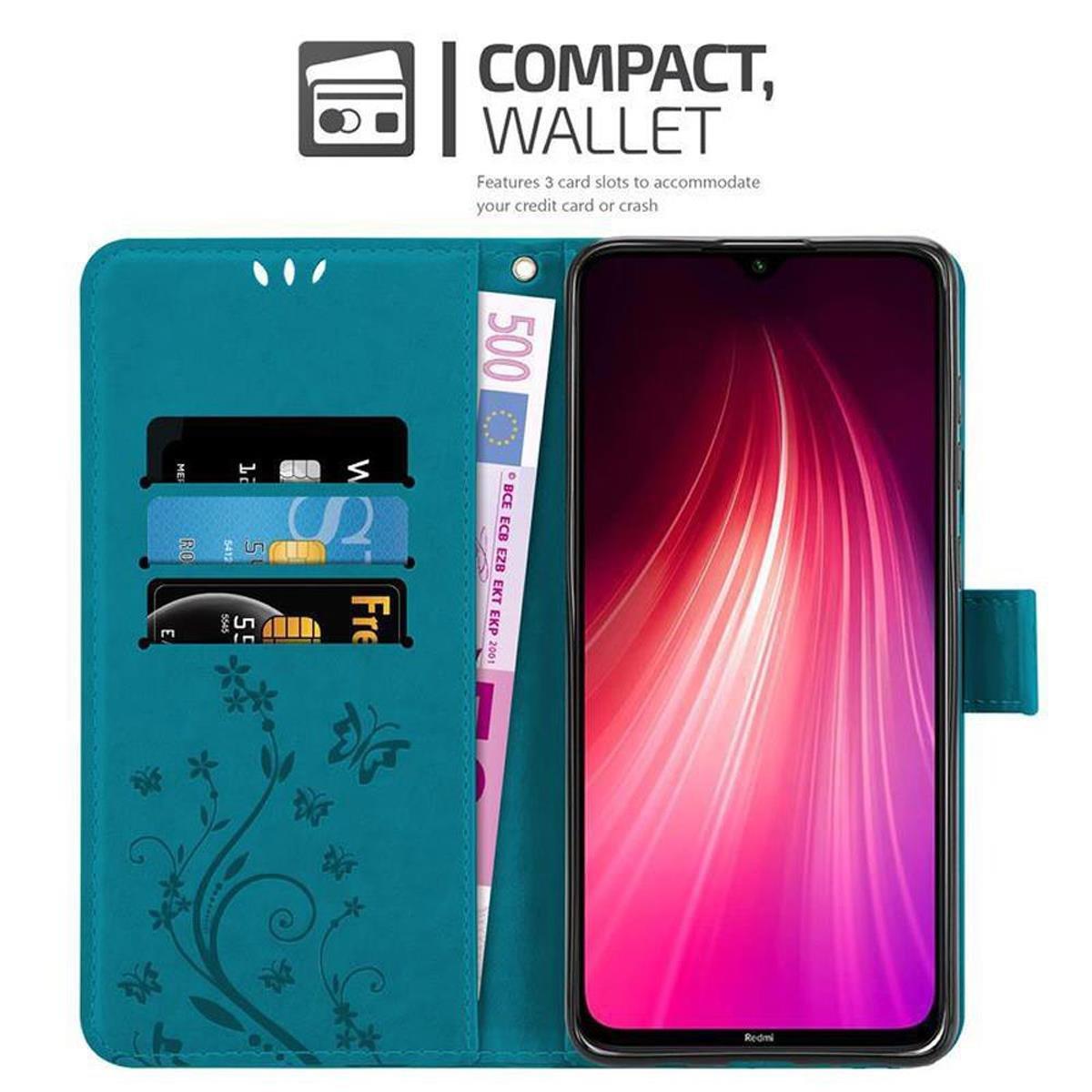 Cadorabo Hülle für Xiaomi RedMi NOTE 8 Blumen Design Magnetverschluss