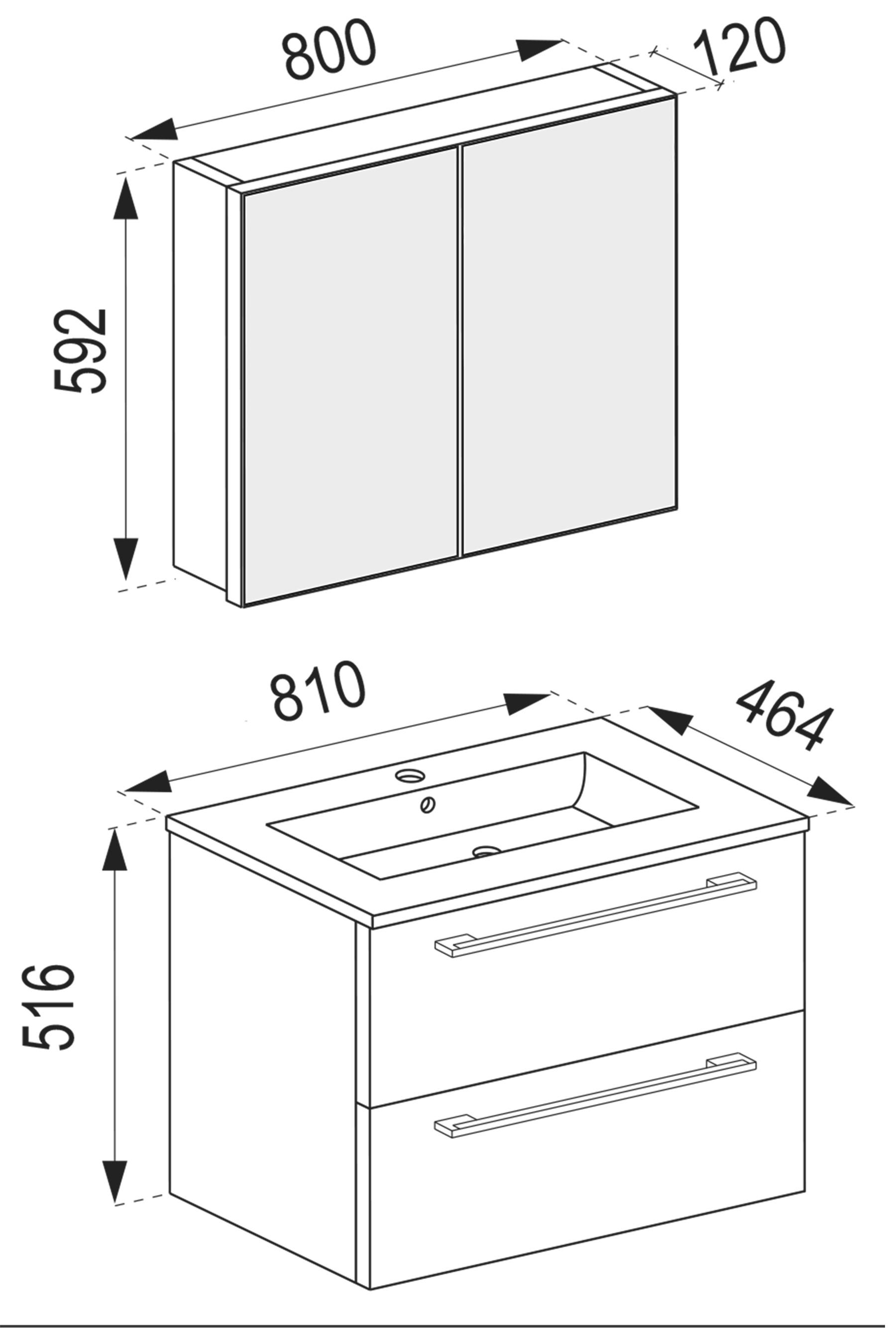 VCM 3-tlg. Badmöbel Set