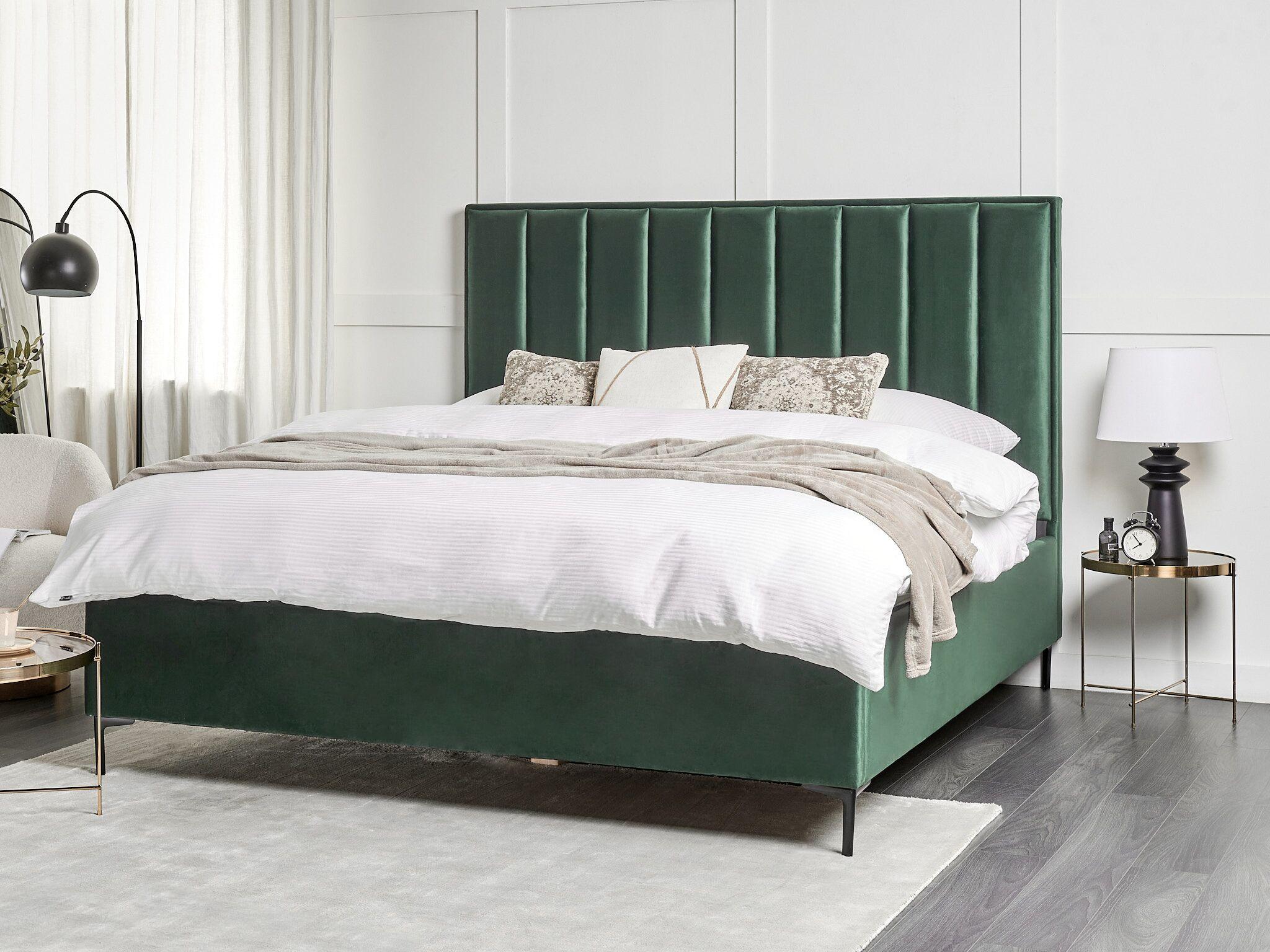 Beliani Bett mit Stauraum aus Samtstoff Glamourös SEZANNE