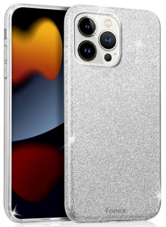 Fonex iPhone 14 Pro Max - Fonex Glitter Silikonhülle Silber