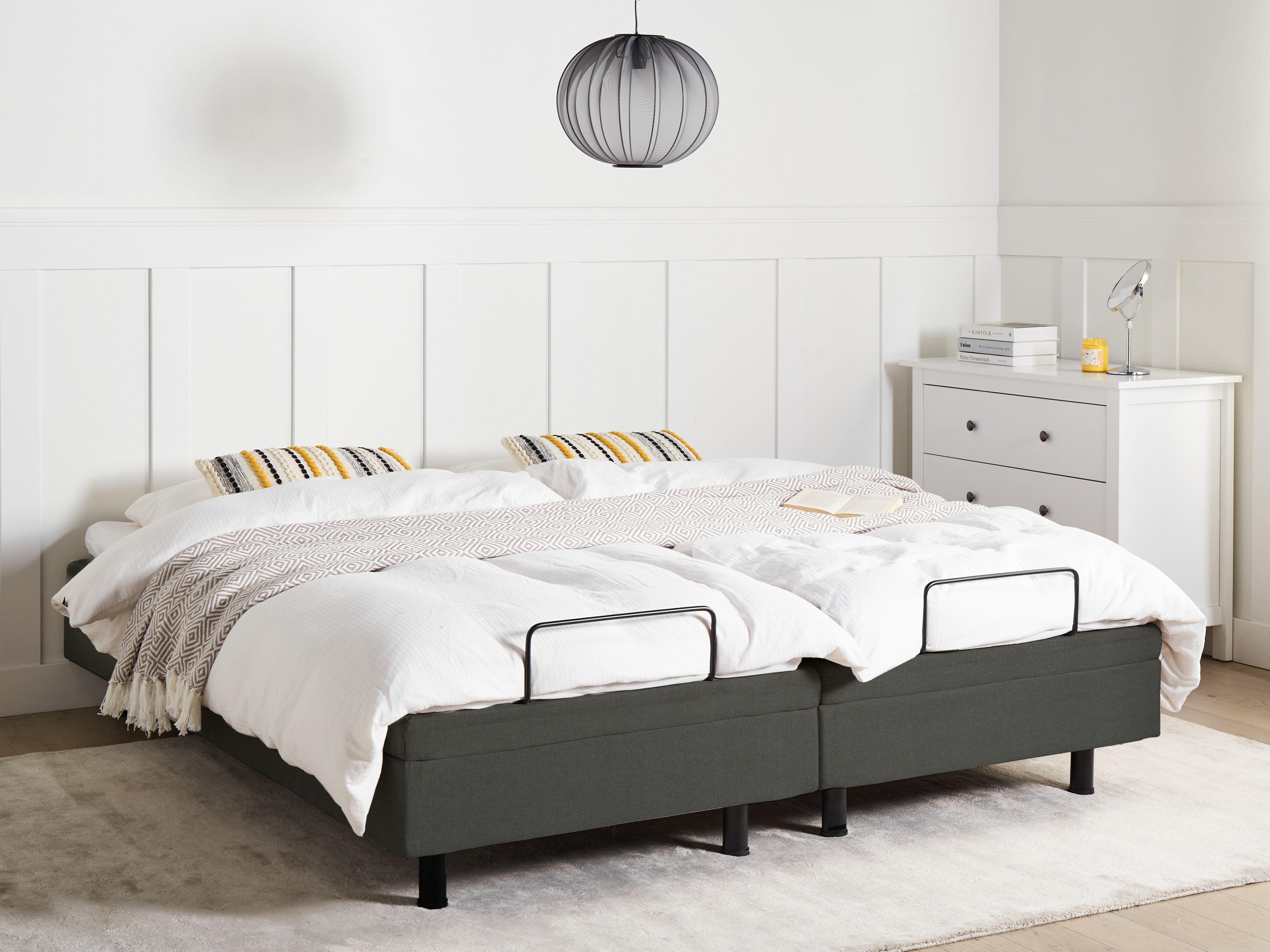 Beliani Verstellbares Bett ohne Kopfteil aus Polyester Modern DUKE II