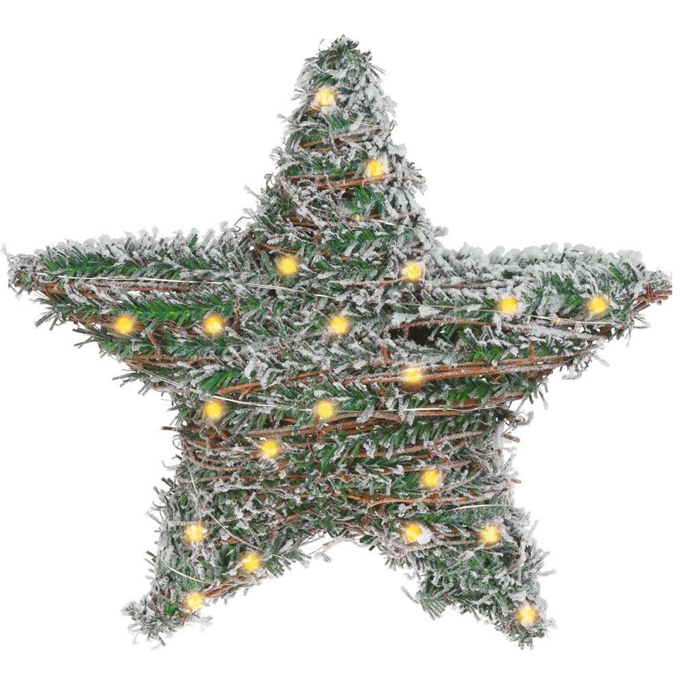 B2X Weihnachtsstern mit Schneeeffekt und 20 LED-Lichtern