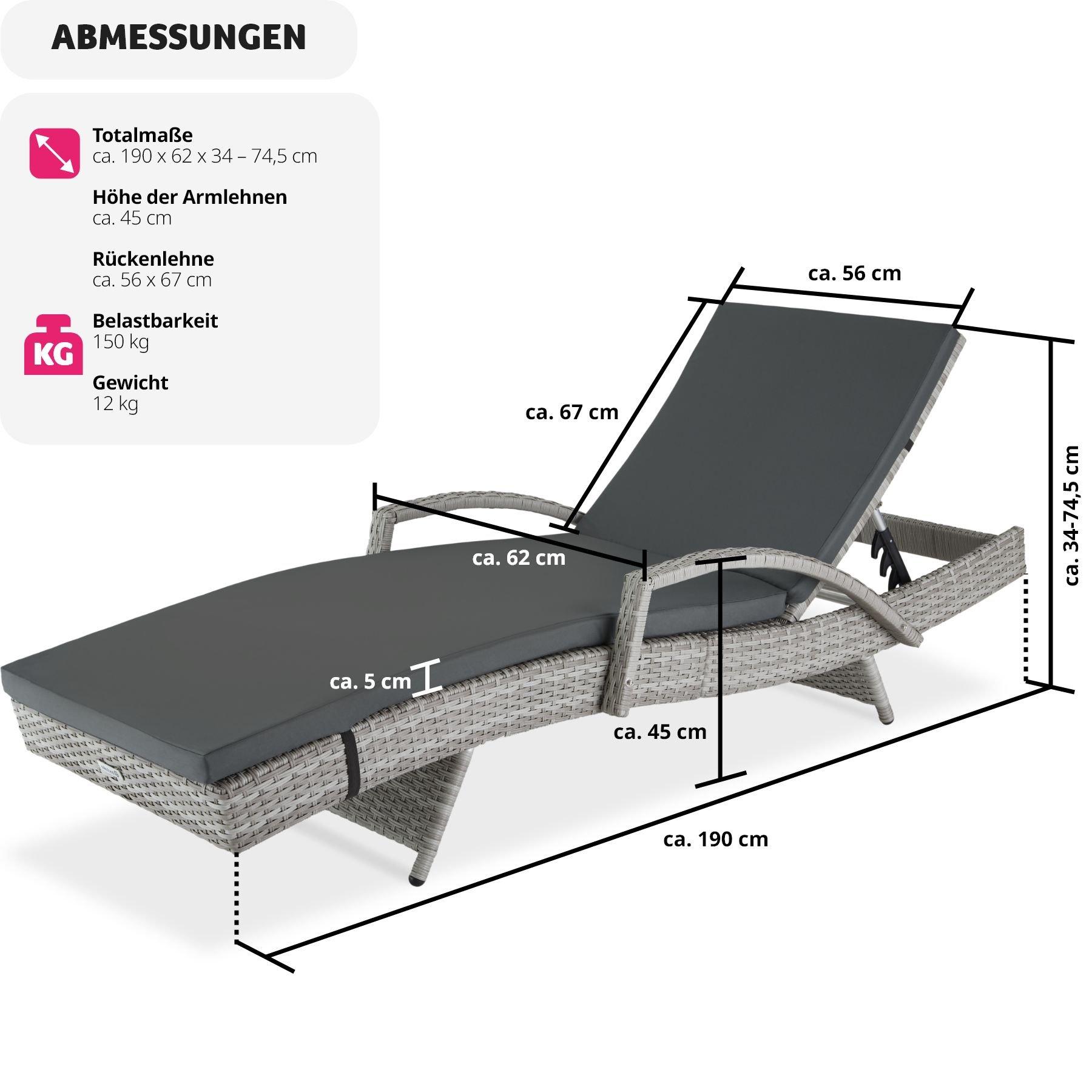 Tectake Aluminium Rattan Sonnenliege Océane