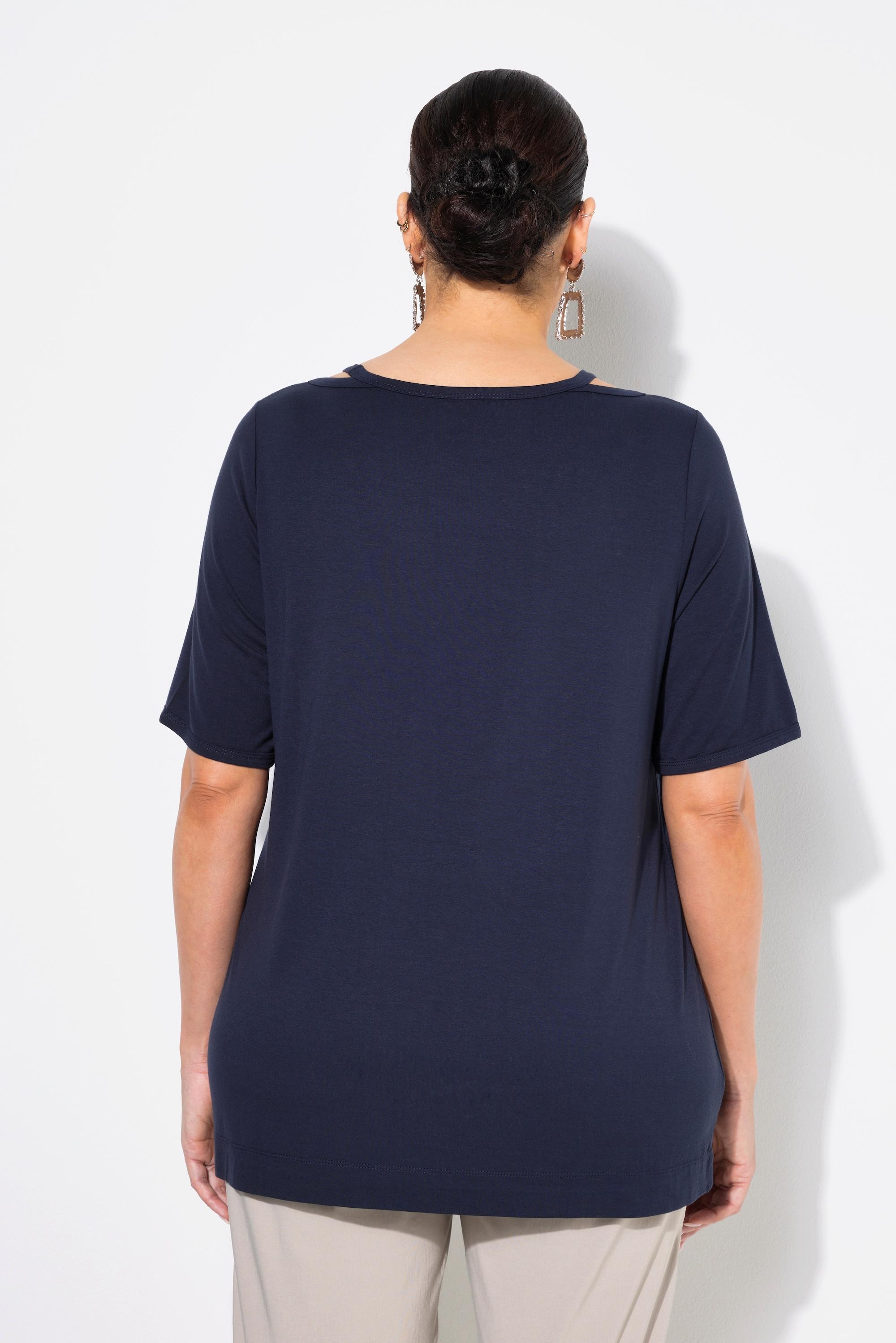 Ulla Popken Classic Cut-Out Rundhals Halbarm T-Shirt