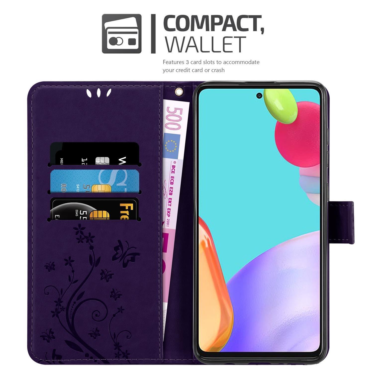 Cadorabo Hülle für Samsung Galaxy A52 (4G 5G) A52s Blumen Design Magnetverschluss