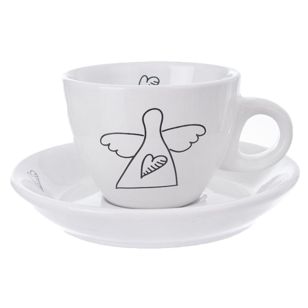 Orion Espresso-Set mit Engelmotiv: 2 Tassen und Untertasse auser Keramik
