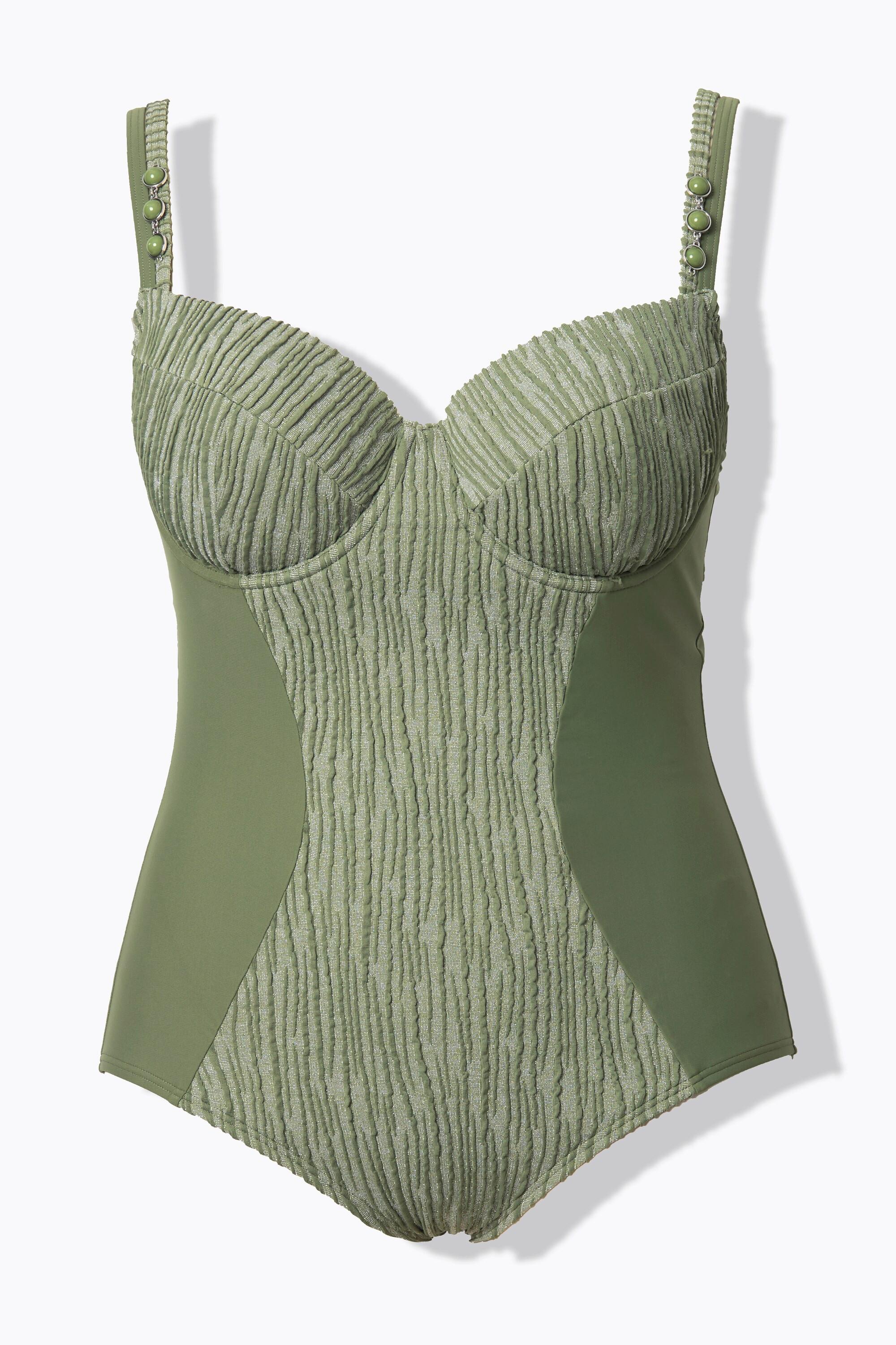 Ulla Popken Badeanzug, Bügel-Softcups, Träger verstellbar, recycelt