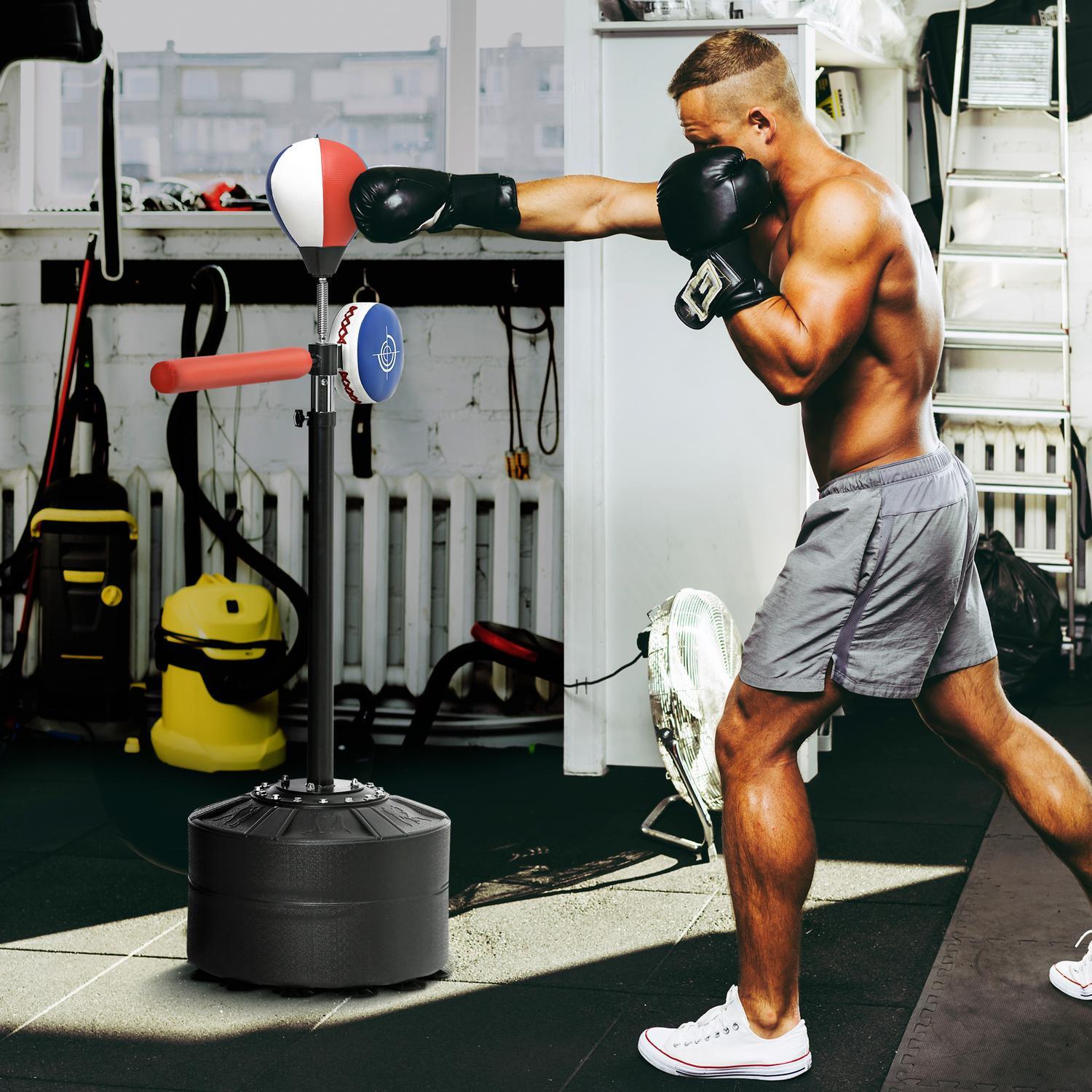 Northio Boxsack, Boxständer Mit Punchingball, Reflexstange, 1,63-2,05 M Höhenverstellbarer Standboxball Mit Pratze, Hdpe, Kunstleder
