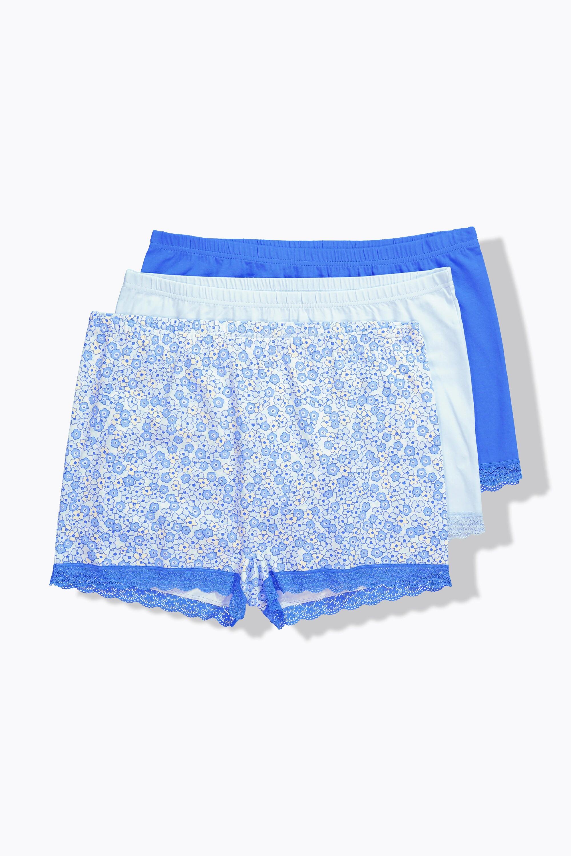 Ulla Popken Pantys, 3er-Pack, Spitzensaum, Blumen-Muster/einfarbig