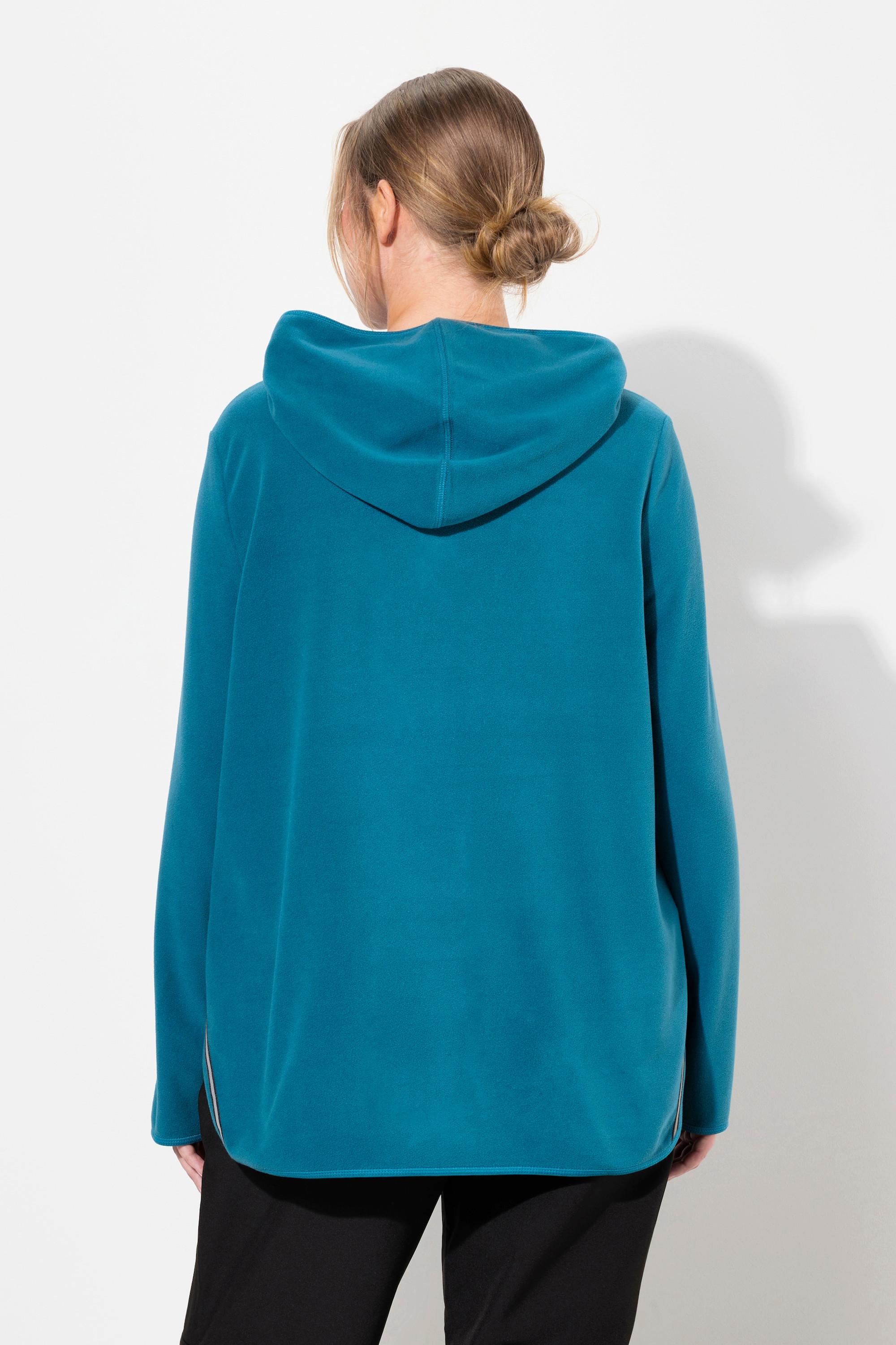 Ulla Popken Fleece-Troyer, kurz, Oversized, Kapuze, Langarm, recycelt