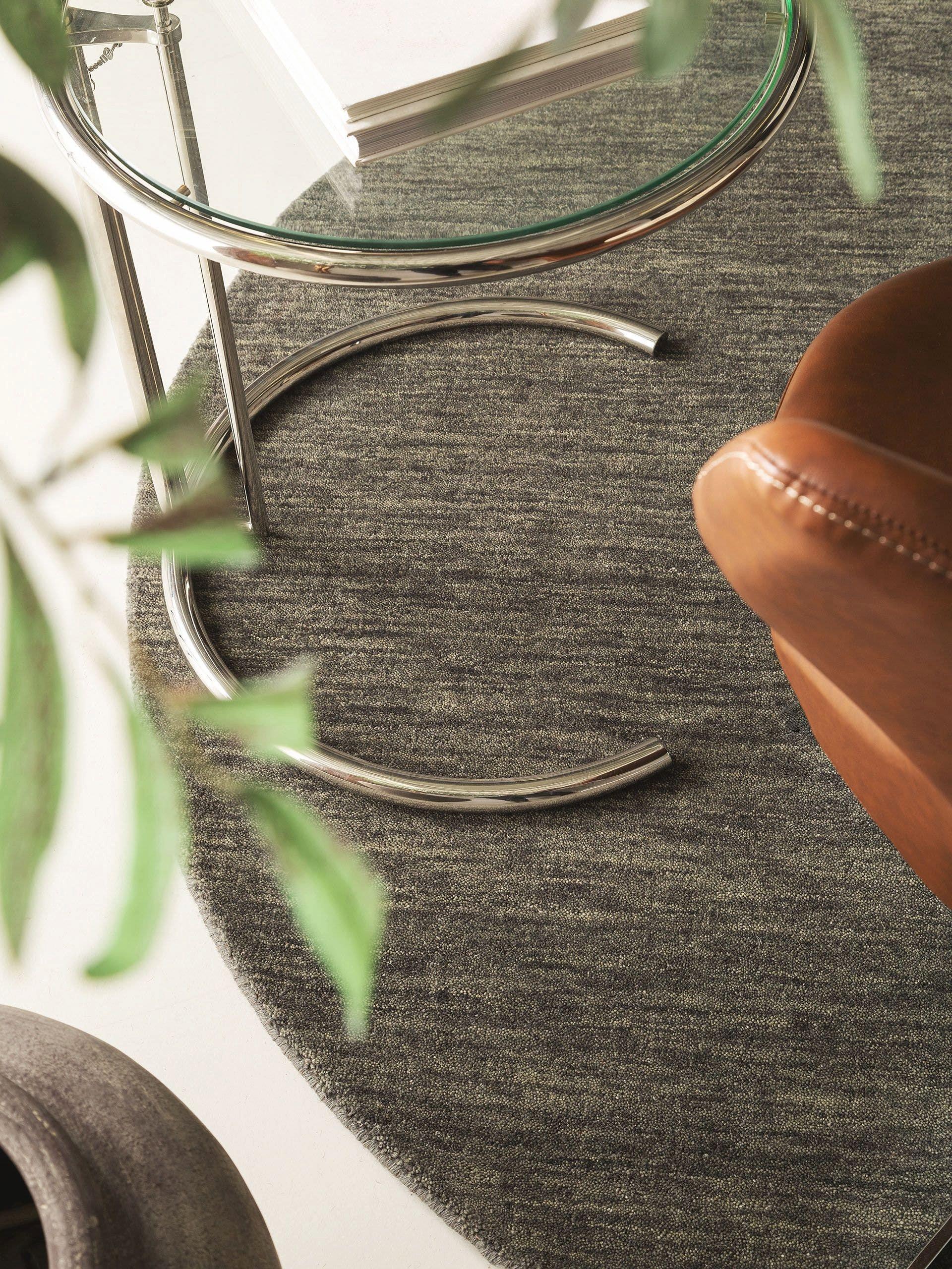 Benuta Wollteppich rund Jamal Grau