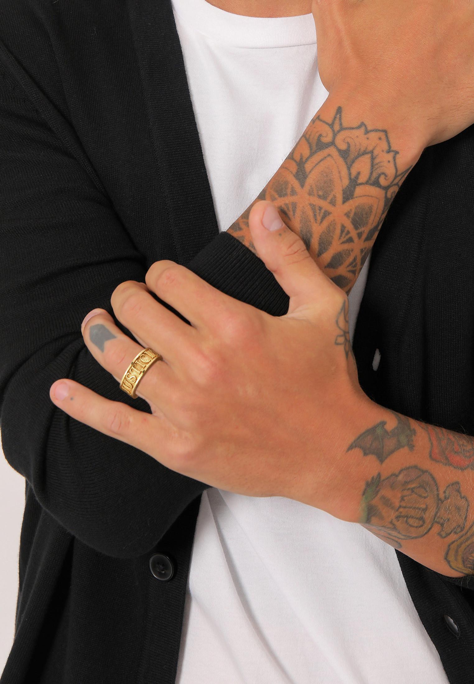 Kuzzoi Ring Bandring Schriftzug 925 Silber Oxidiert