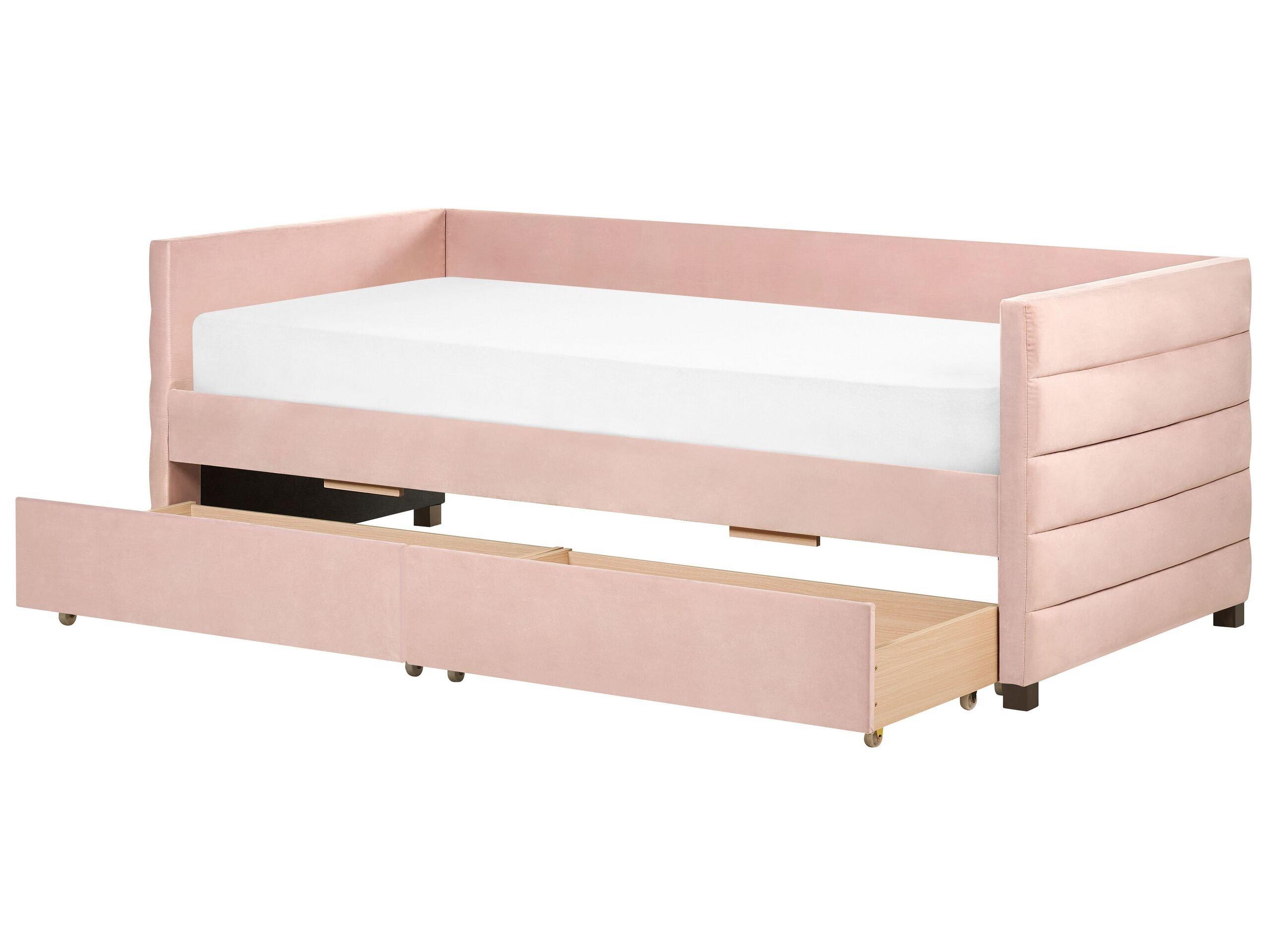 Beliani Bett mit Bettkasten aus Samtstoff Glamourös MARRAY
