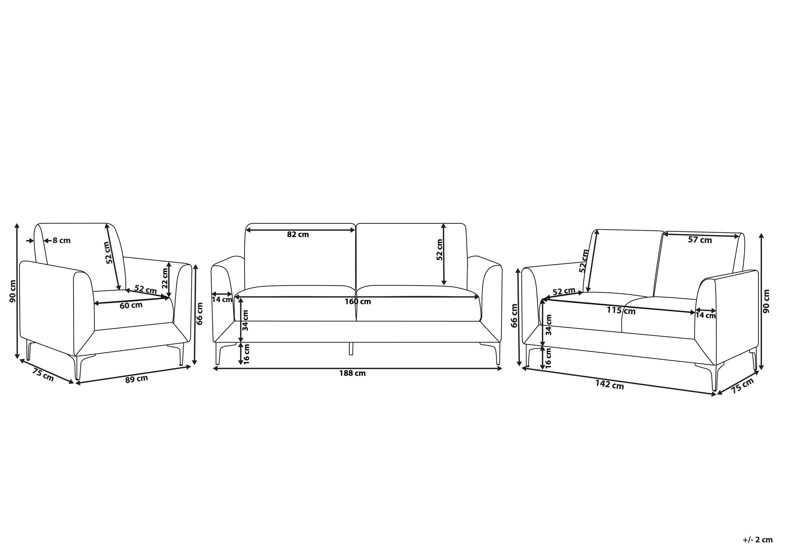 Beliani Wohnzimmer Set aus Samtstoff Modern FENES