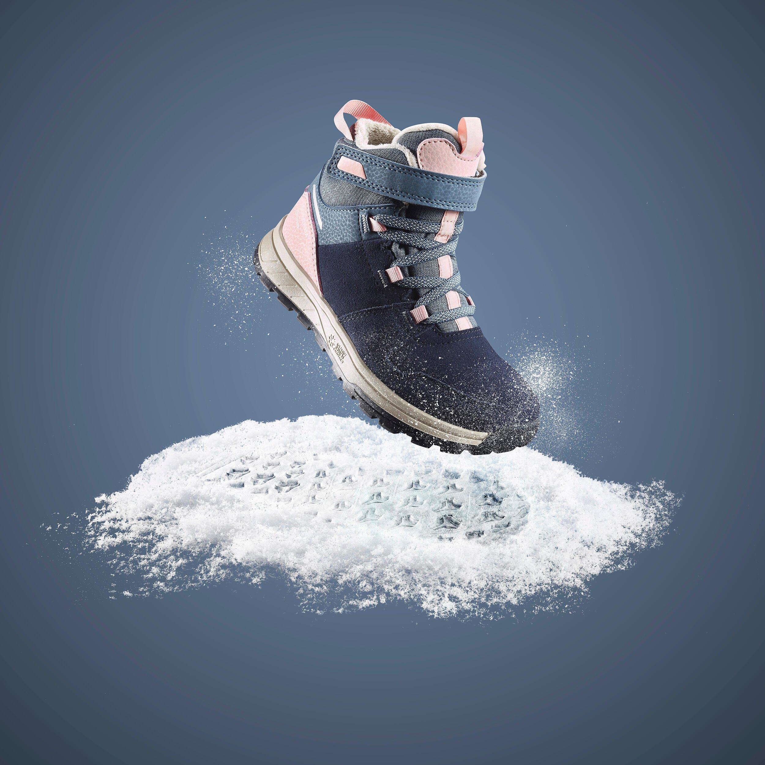 QUECHUA Winterschuhe Kinder Leder Klett warm wasserdicht - SH500
