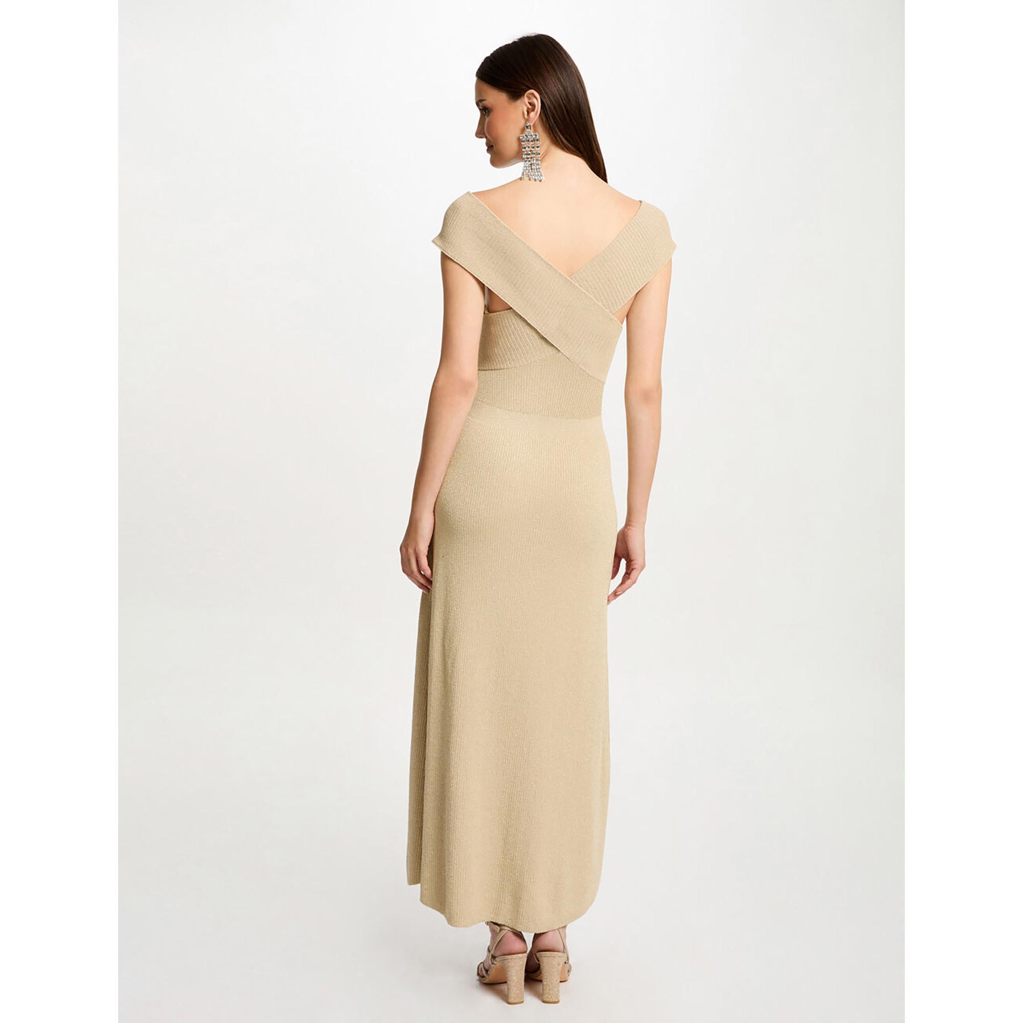 MORGAN Geripptes Strick A-Linien Maxikleid