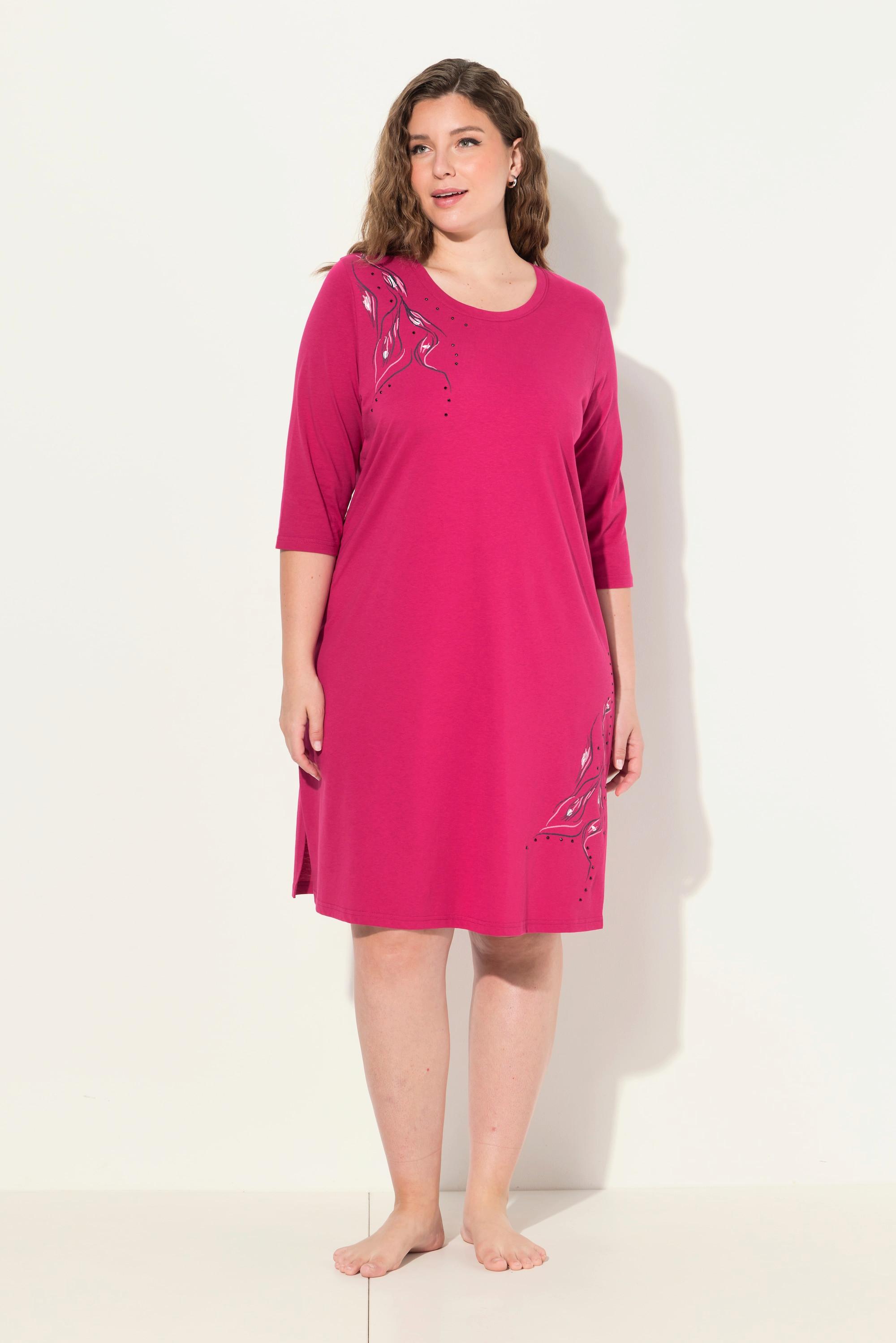Ulla Popken Bigshirts, 2er-Pack, V-Ausschnitt/Rundhals, 3/4-Arm