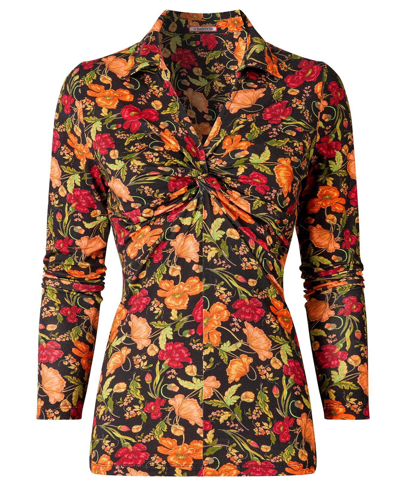 Joe Browns Jersey-Top mit Blumenprint, Kragen und Twistfront